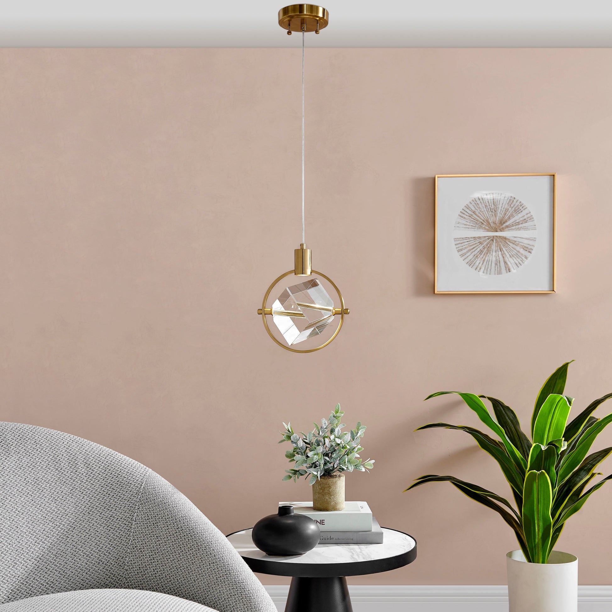 Hollywood Cube 1 Light Pendant // Gold - Disselt Designs