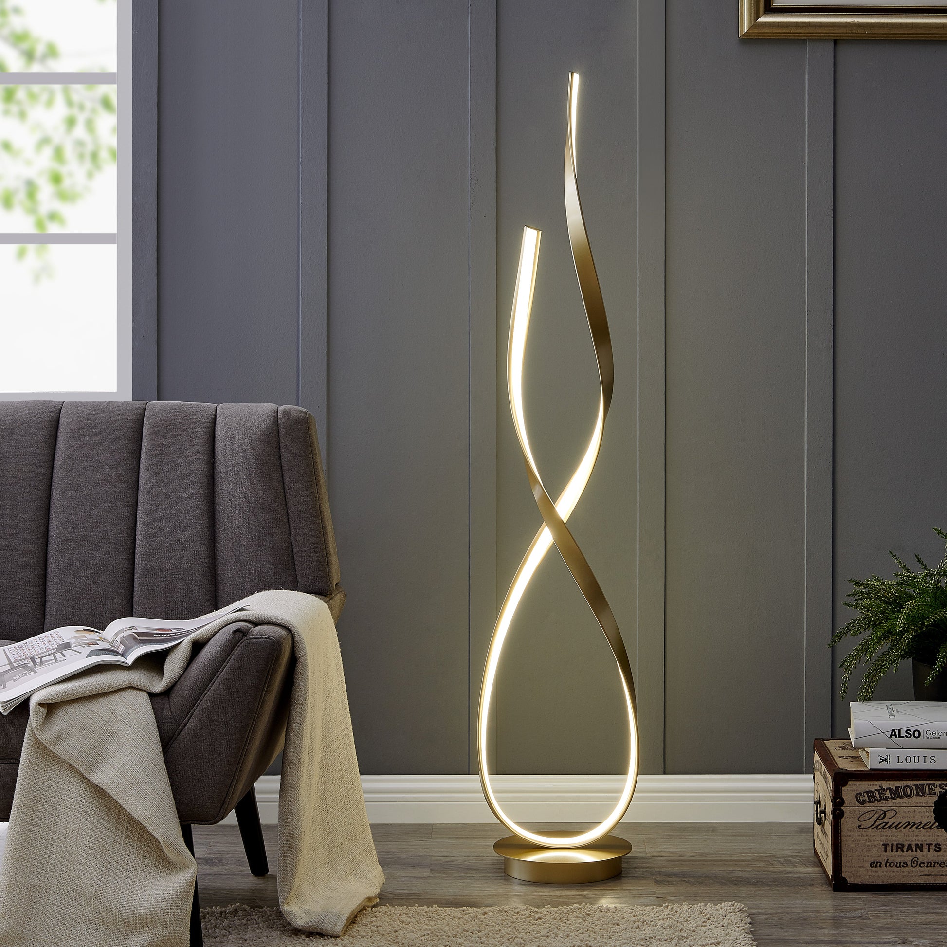 Vienna LED 55" Tall Floor Lamp // Sandy Gold - Disselt Designs
