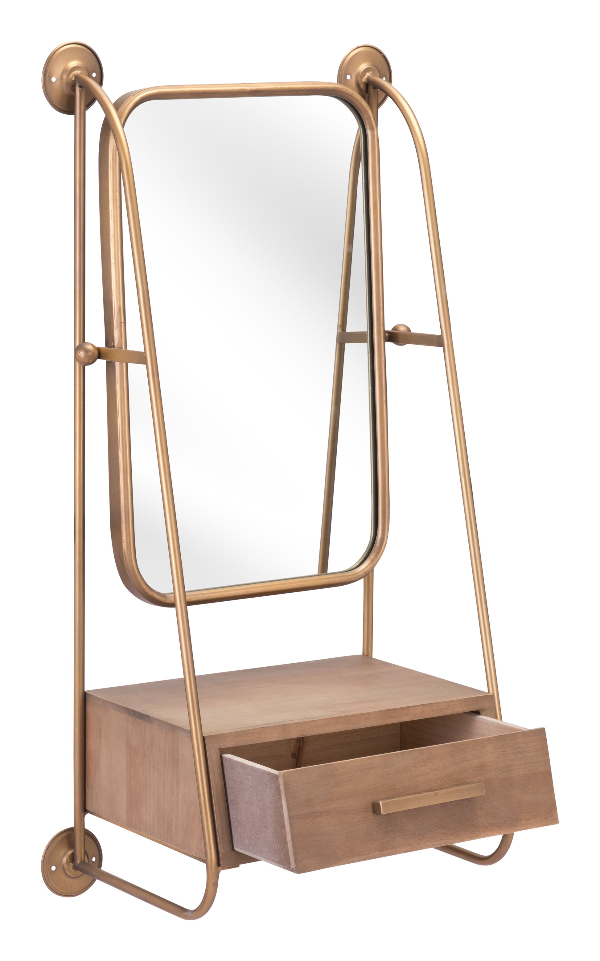 Peralta Mirror Shelf Brass & Brown - Disselt Designs