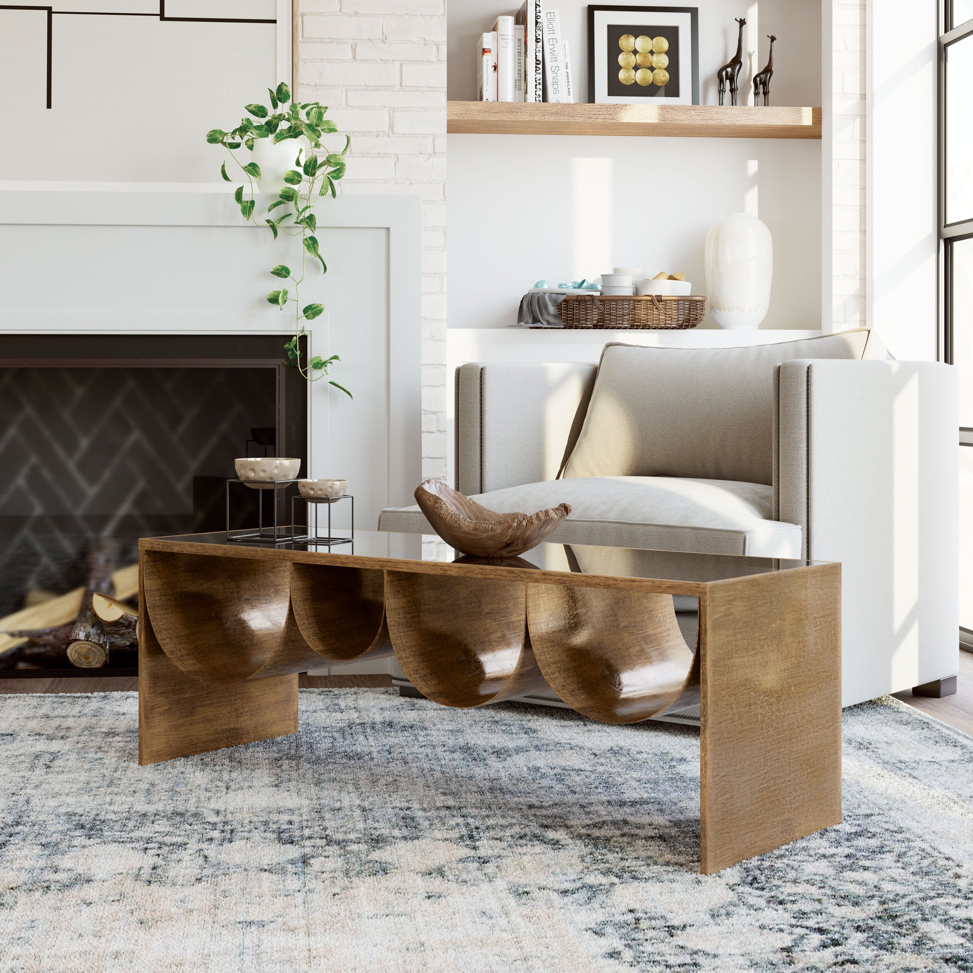 Reed Coffee Table Brass & Black - Disselt Designs
