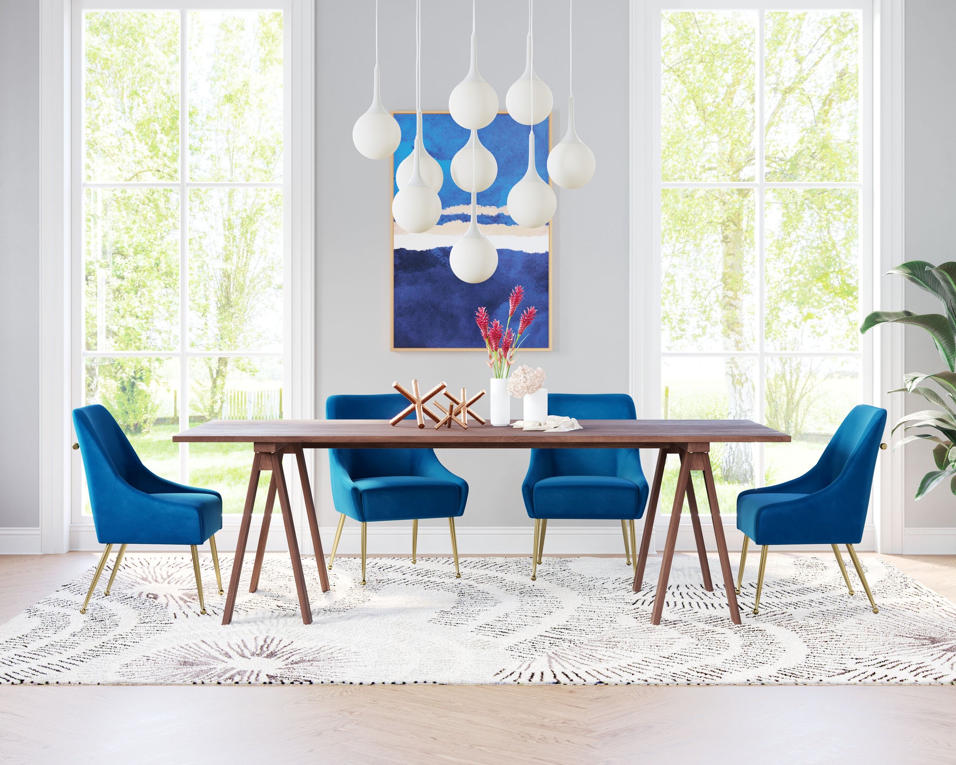 Maxine Dining Chair Navy Blue & Gold - Disselt Designs