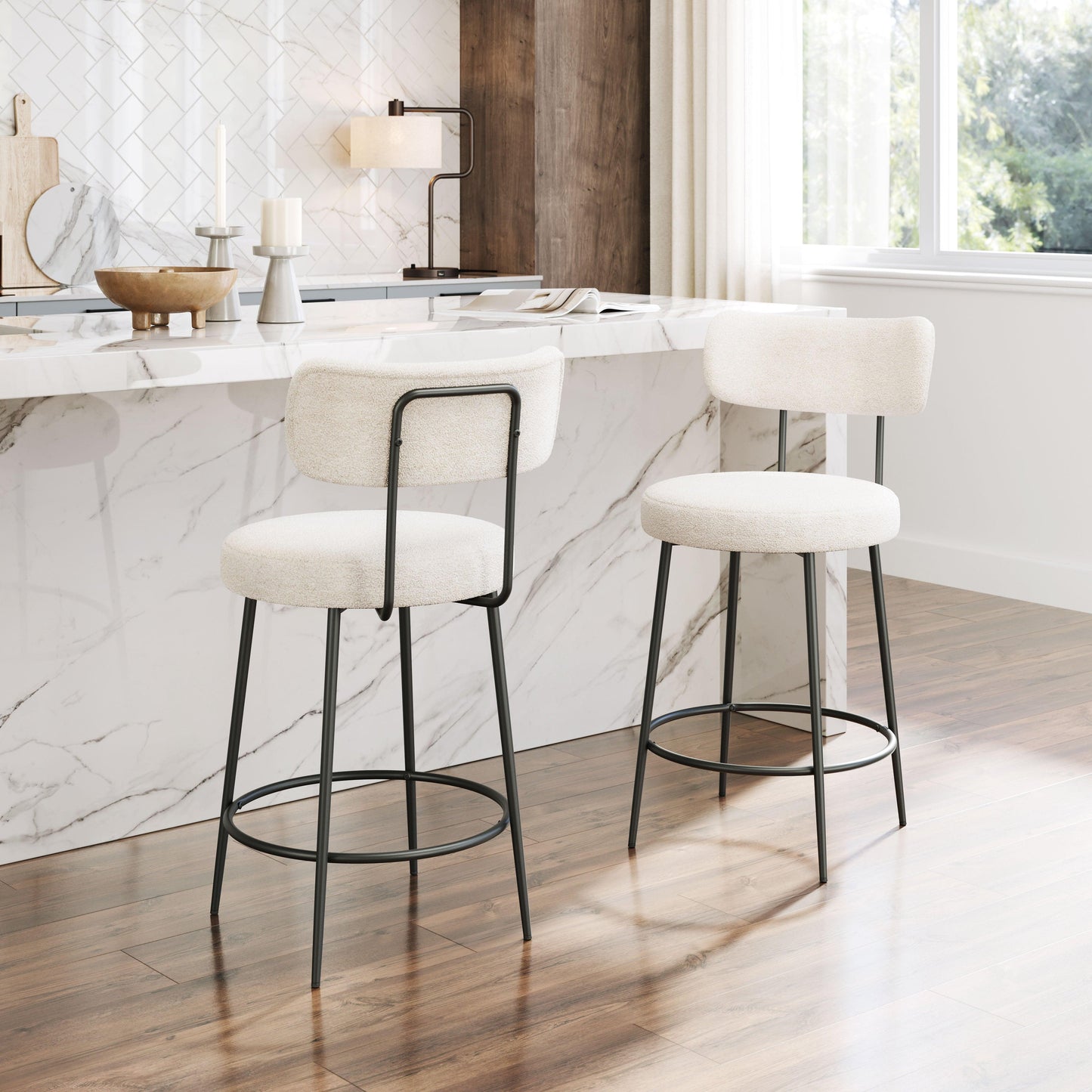 Blanca Counter Stool (Set of 2) Ivory - Disselt Designs