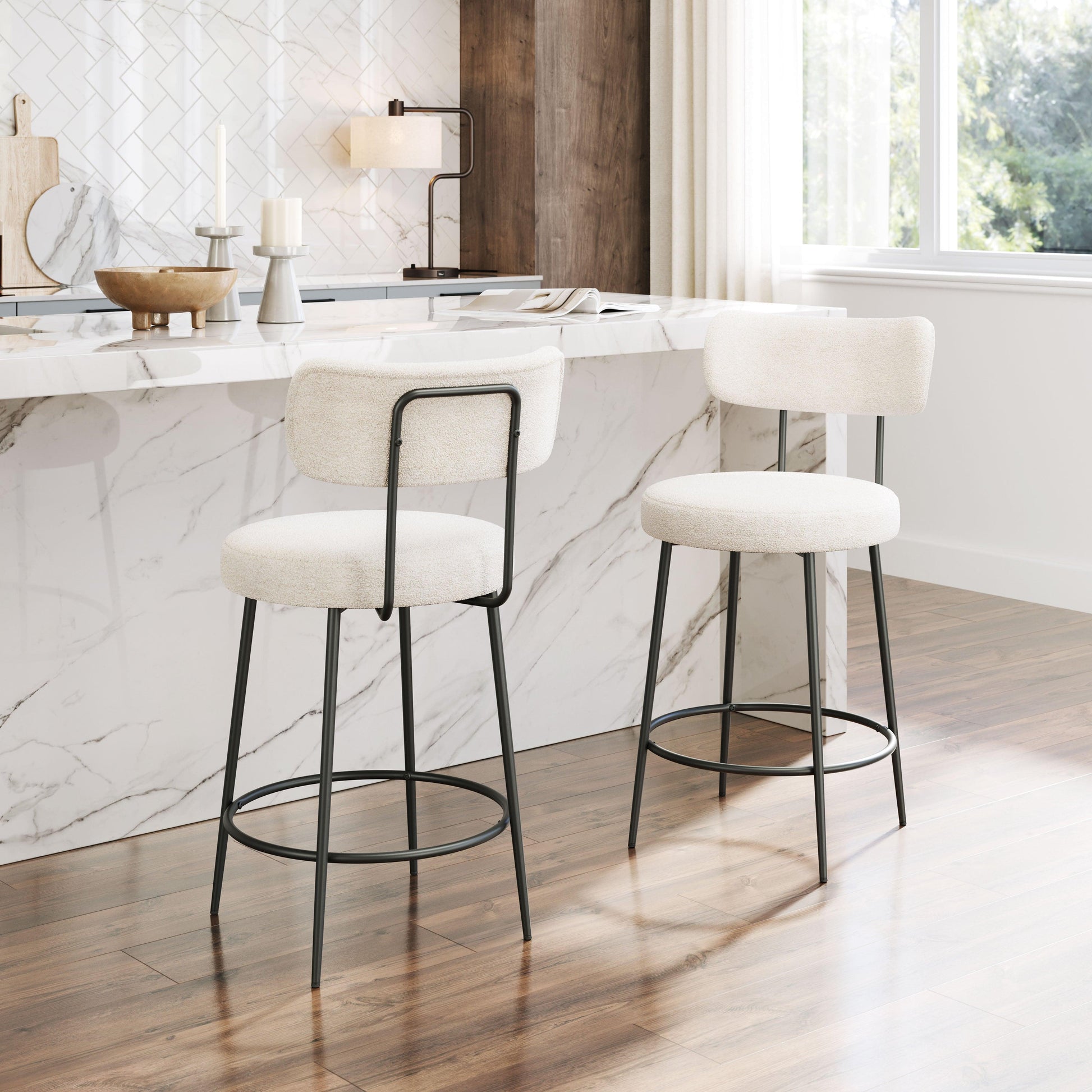Blanca Counter Stool (Set of 2) Ivory - Disselt Designs