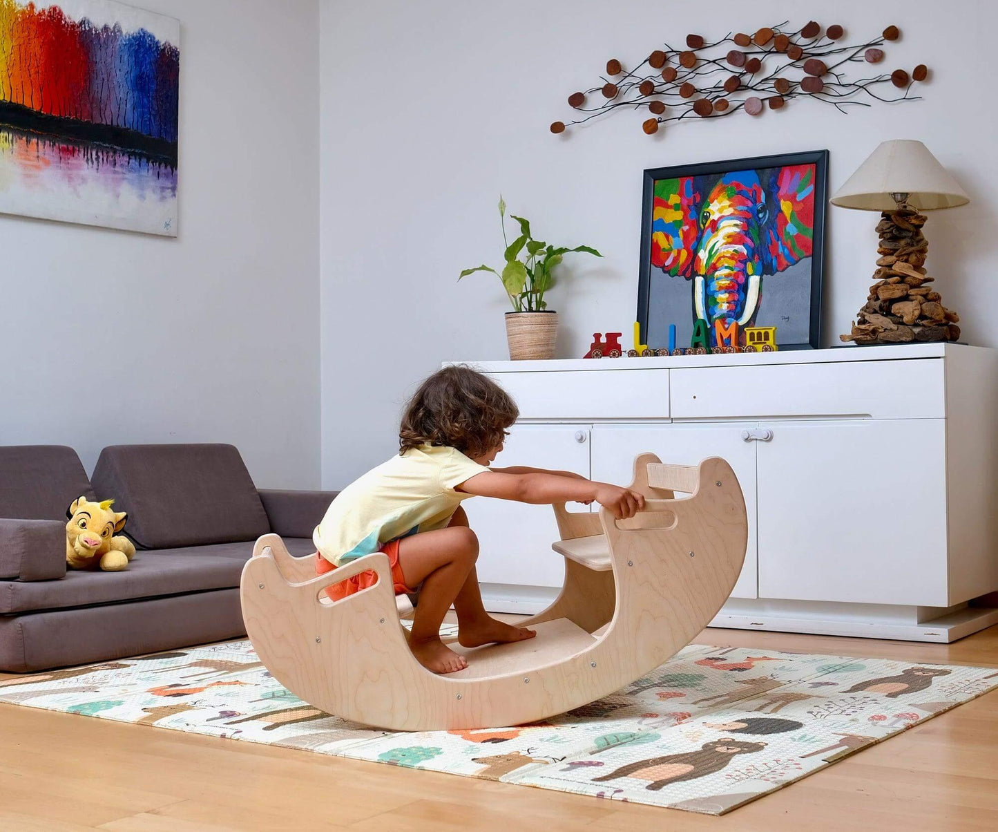 KIDS SEESAW | Montessori Wooden Seesaw & Table Chair Set - Disselt Designs