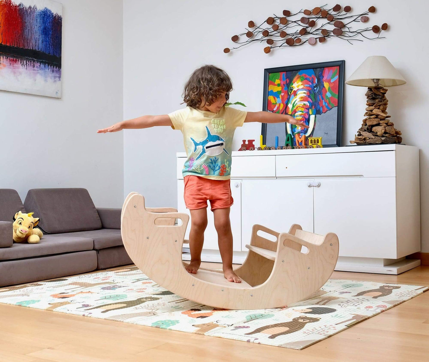 KIDS SEESAW | Montessori Wooden Seesaw & Table Chair Set - Disselt Designs