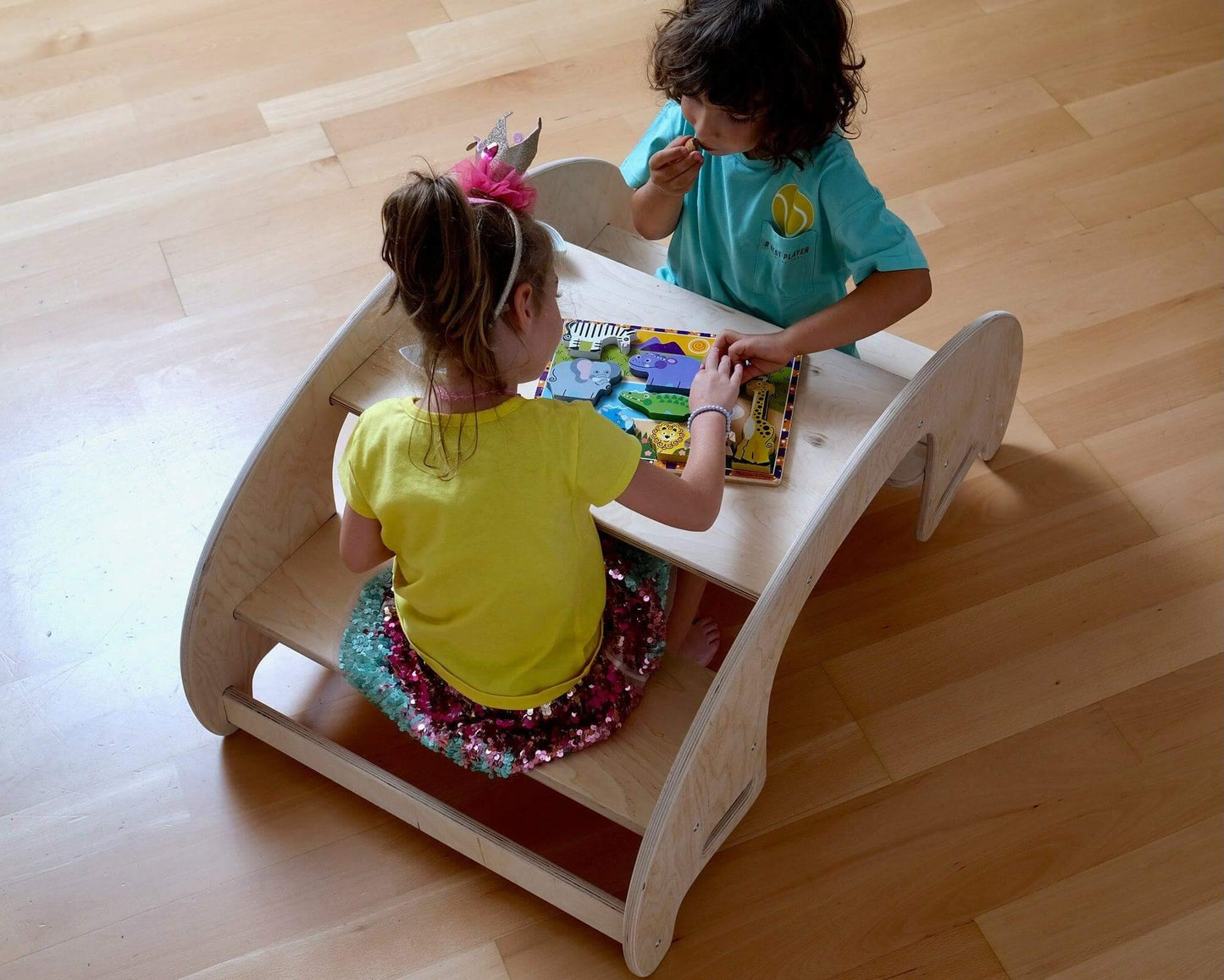KIDS SEESAW | Montessori Wooden Seesaw & Table Chair Set - Disselt Designs