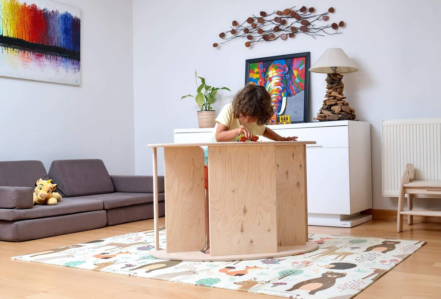KIDS SEESAW | Montessori Wooden Seesaw & Table Chair Set - Disselt Designs