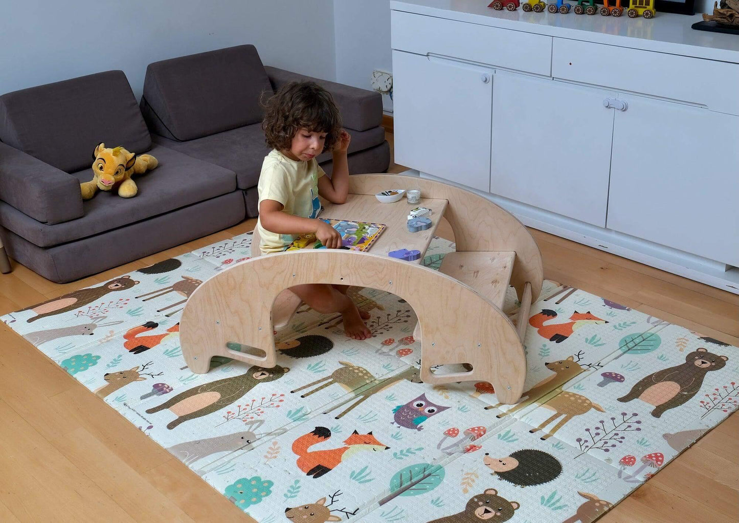 KIDS SEESAW | Montessori Wooden Seesaw & Table Chair Set - Disselt Designs