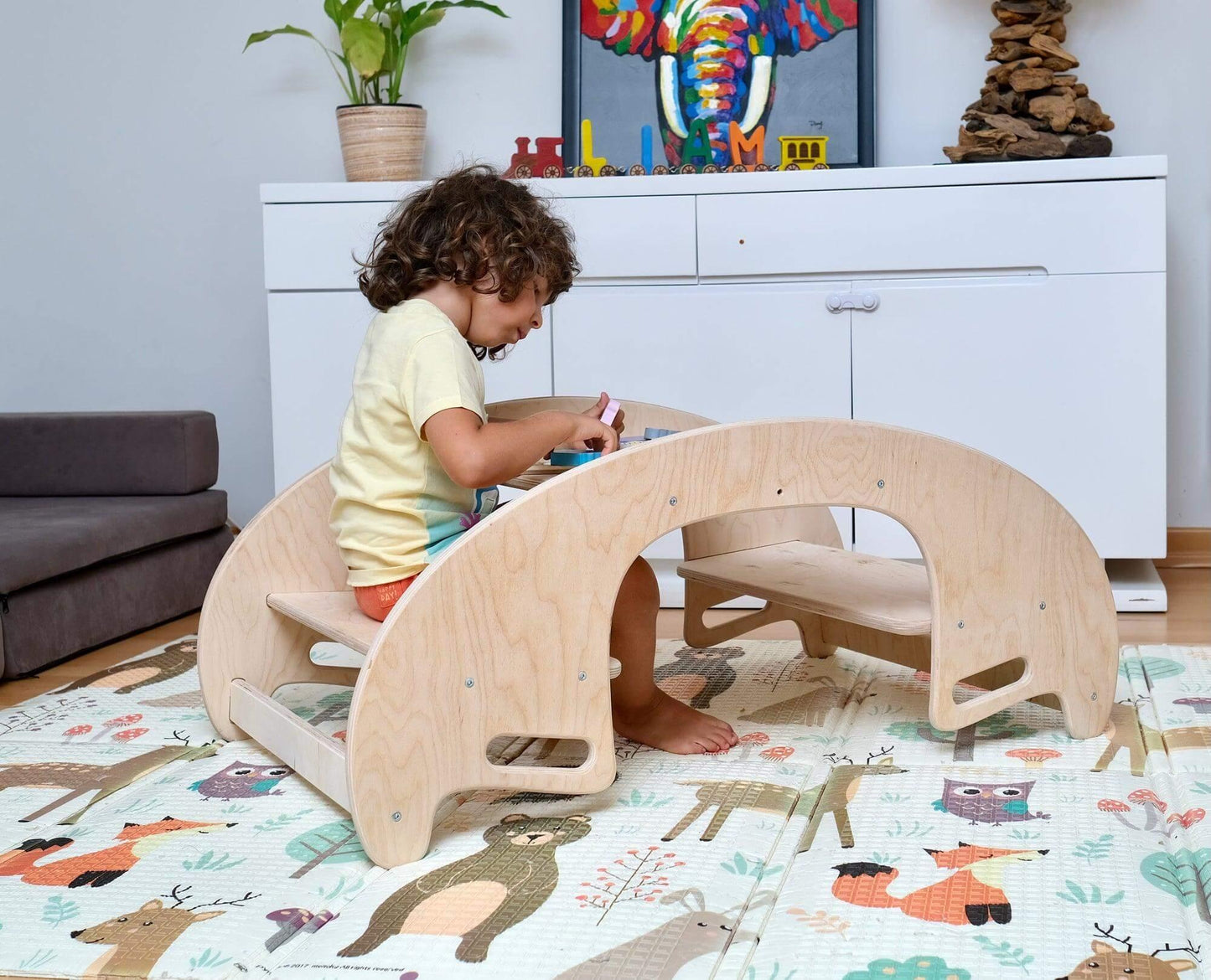 KIDS SEESAW | Montessori Wooden Seesaw & Table Chair Set - Disselt Designs