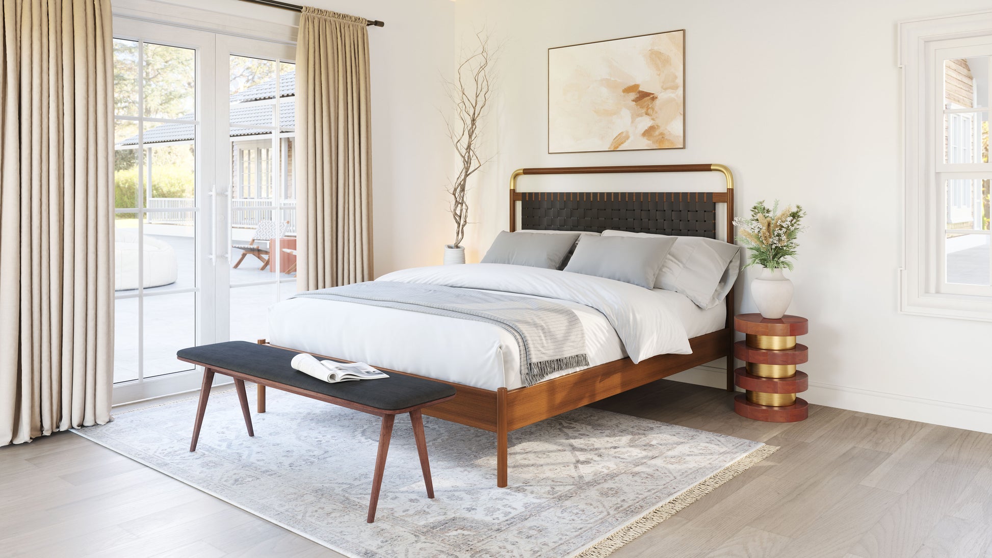 Kazwali Bench Black & Walnut - Disselt Designs