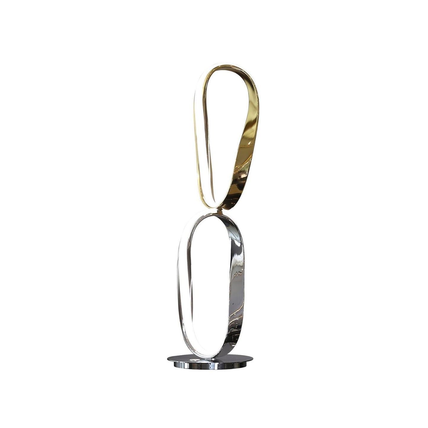 Prague Chrome & Gold Table Lamp // Natural White LED Strip & Touch Dimmer - Disselt Designs