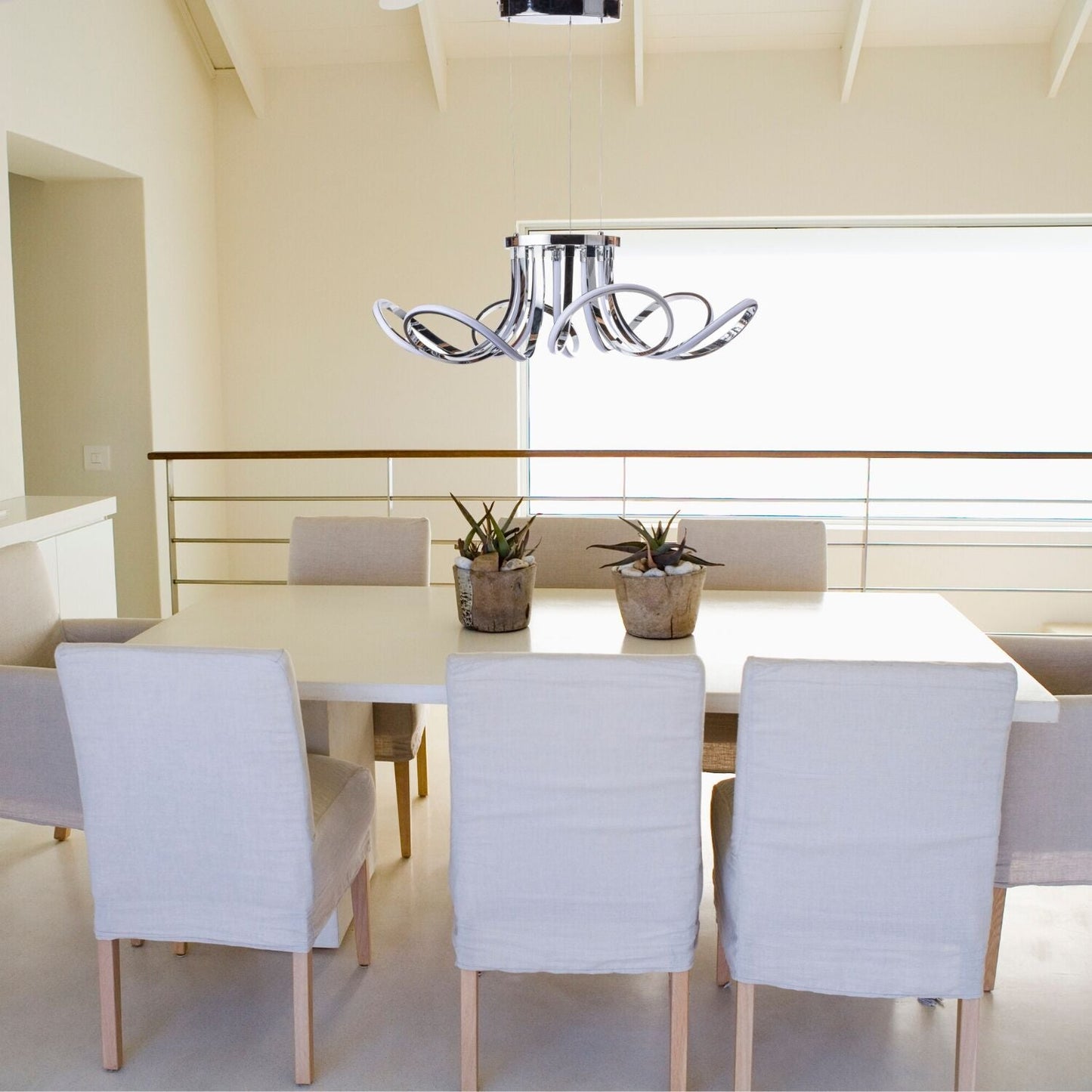 6 Petal Flower Dimmable LED Chandelier // Chrome - Disselt Designs