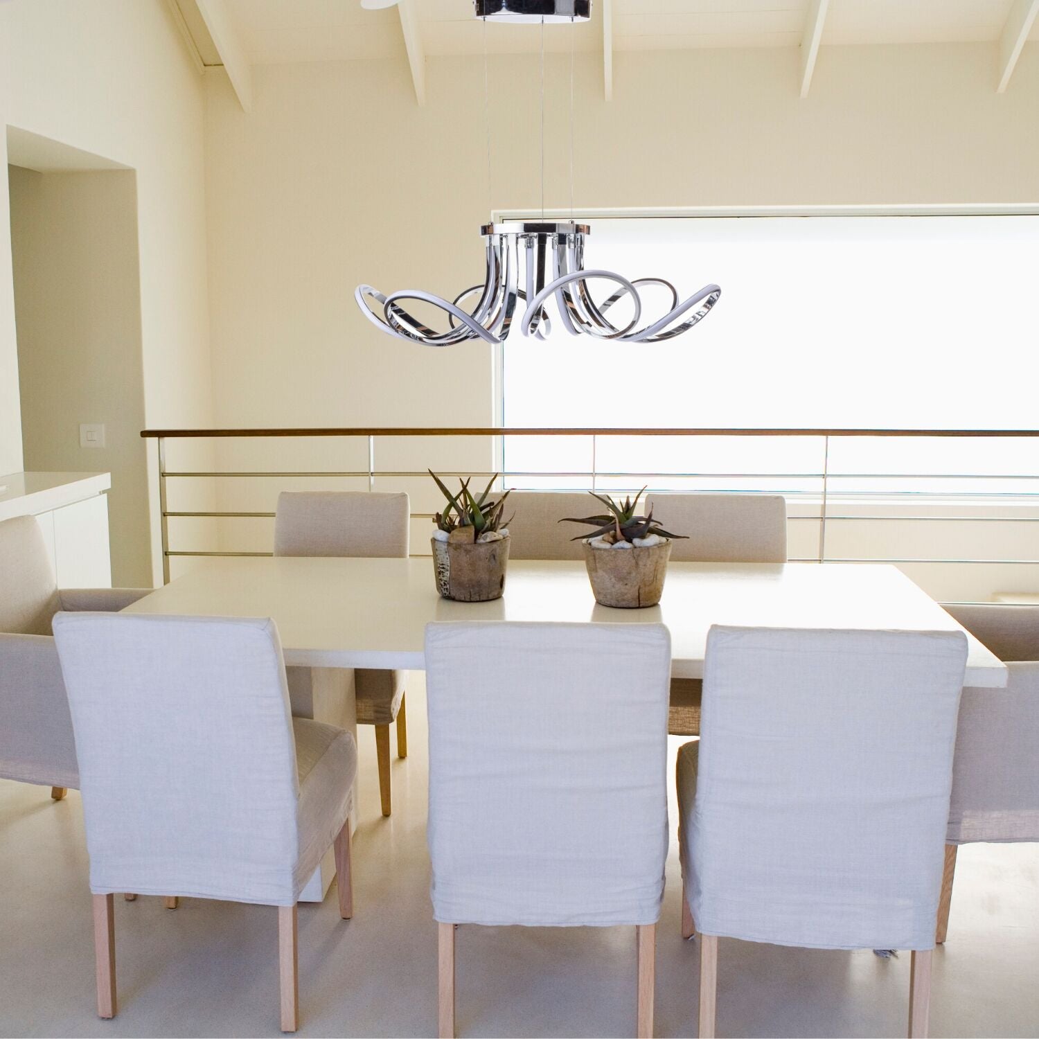 6 Petal Flower Dimmable LED Chandelier // Chrome - Disselt Designs