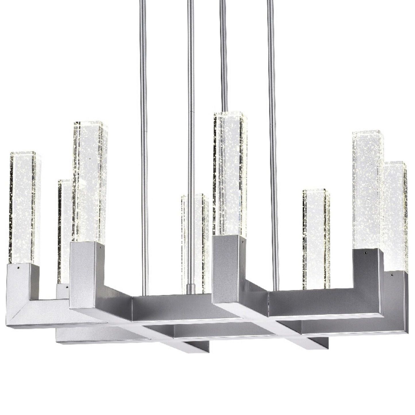 8 Light Square Crystal Dianyi LED Chandelier // Silver - Disselt Designs