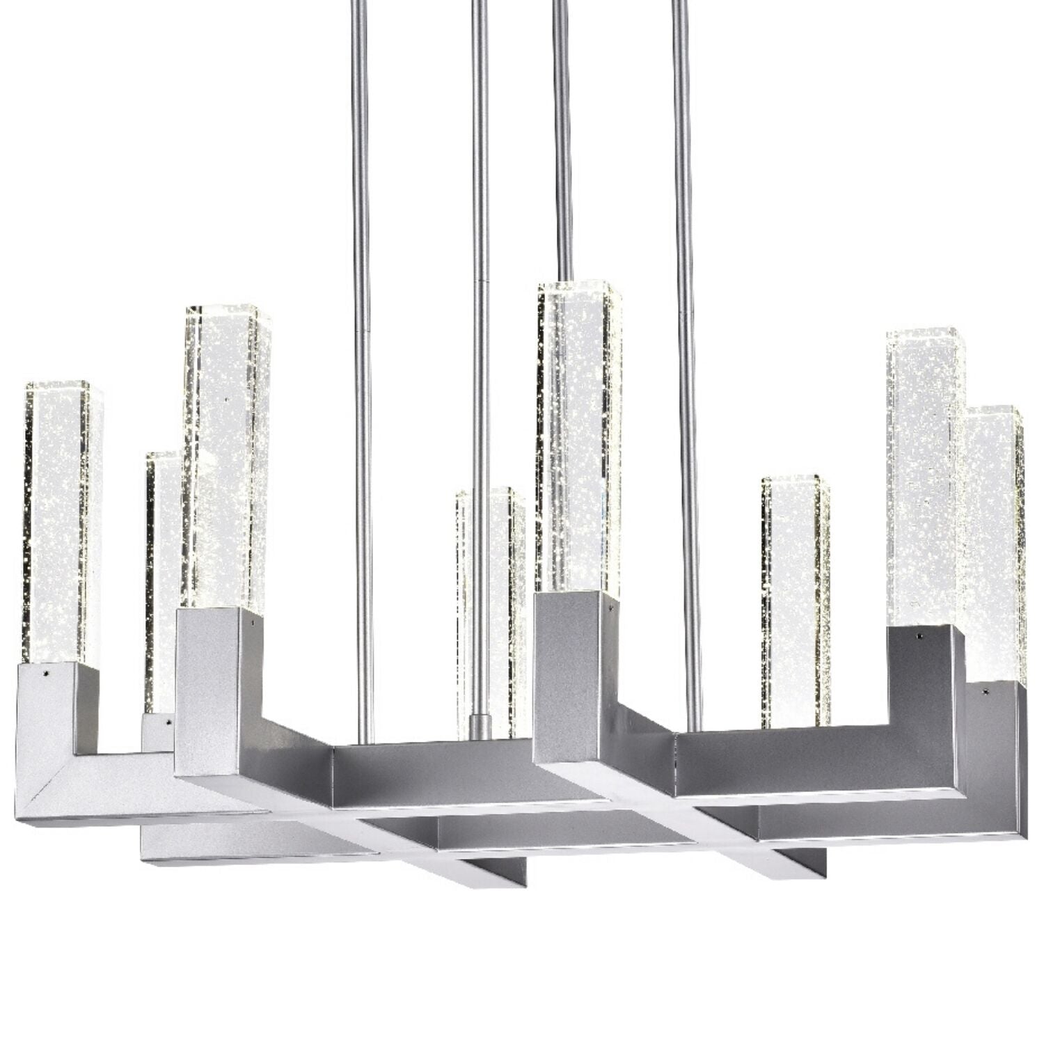 8 Light Square Crystal Dianyi LED Chandelier // Silver - Disselt Designs