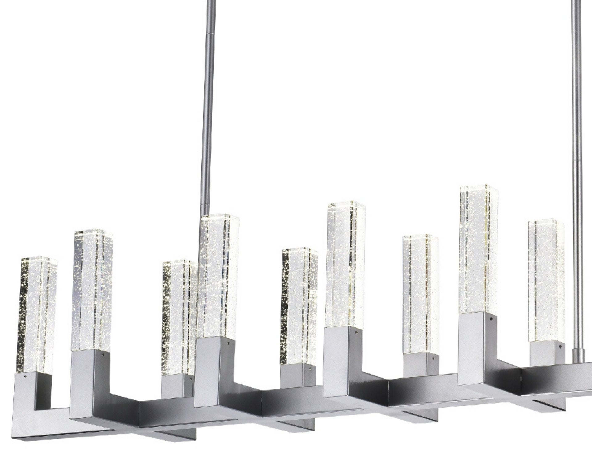 12 Light Rectangular Crystal Dianyi LED Chandelier // Silver - Disselt Designs