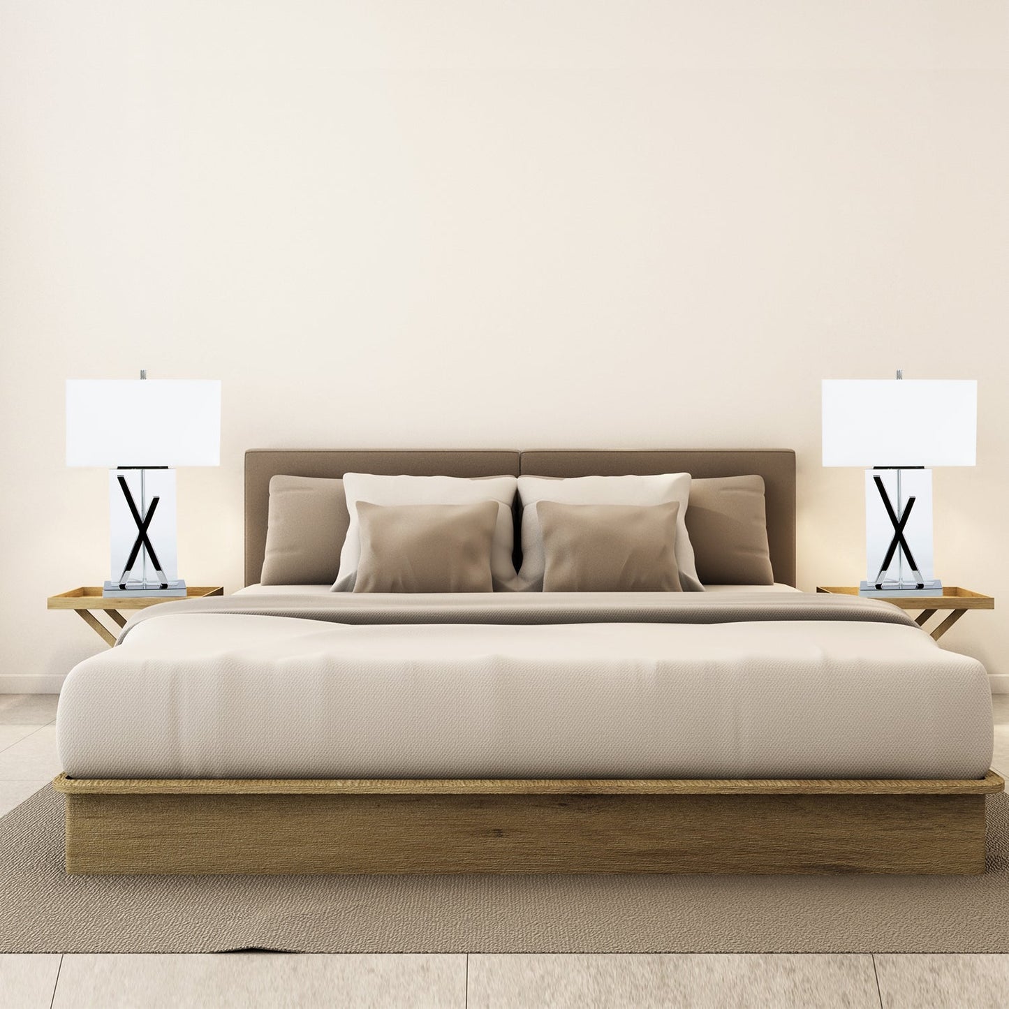 1 Light with USB Charger X Table Lamp // Chrome and Crystal - Disselt Designs