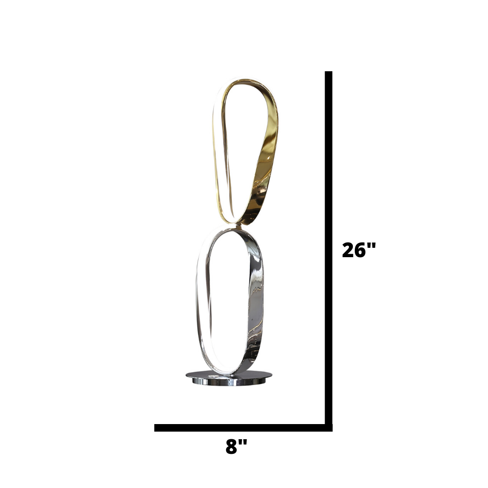 Prague Chrome & Gold Table Lamp // Natural White LED Strip & Touch Dimmer - Disselt Designs
