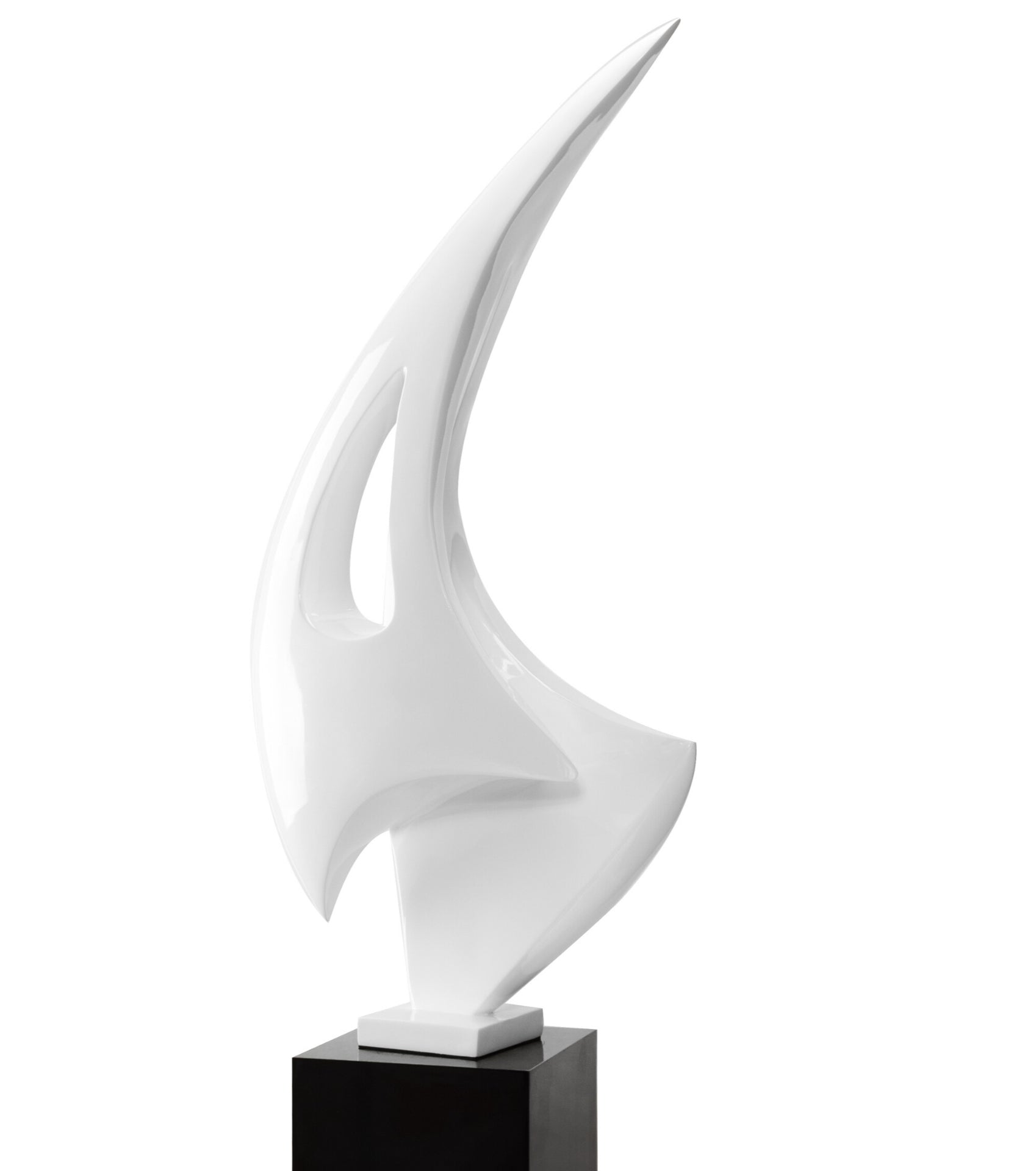 Sail Floor Sculpture With Black Stand 70" Tall // White - Disselt Designs