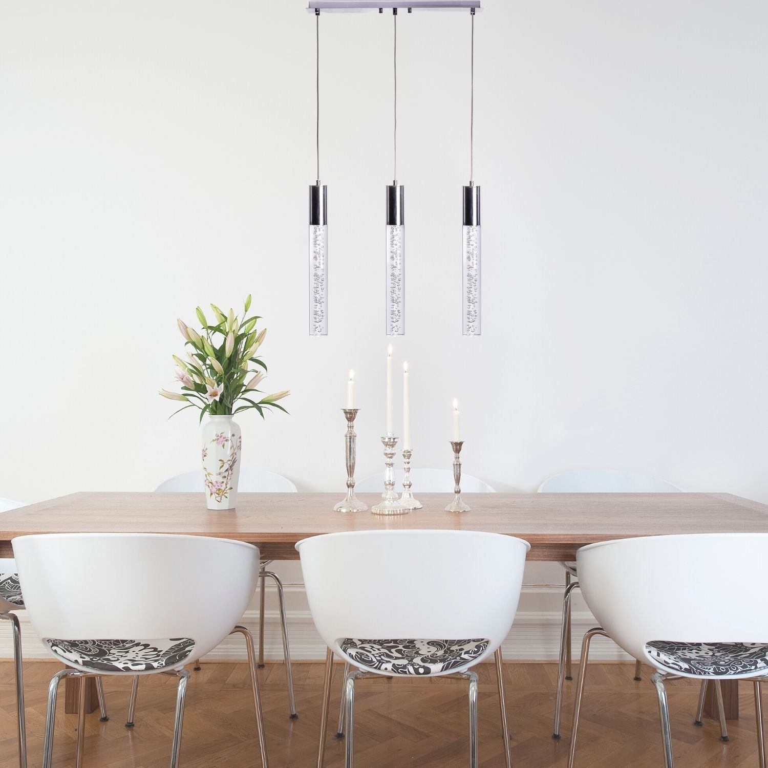 Acrylic Cylinder Chandelier // 3 Light - Disselt Designs