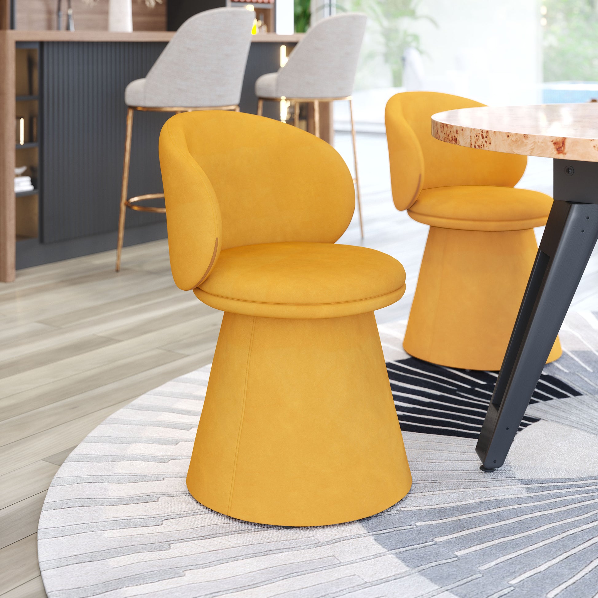 Oblic Swivel Dining Chair Orange - Disselt Designs