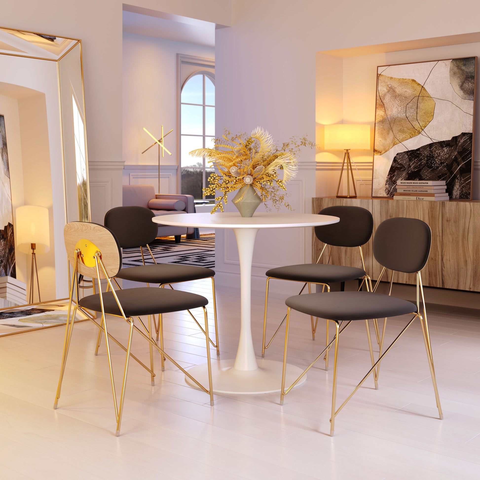 Georges Dining Chair (Set of 2) Gray & Gold - Disselt Designs