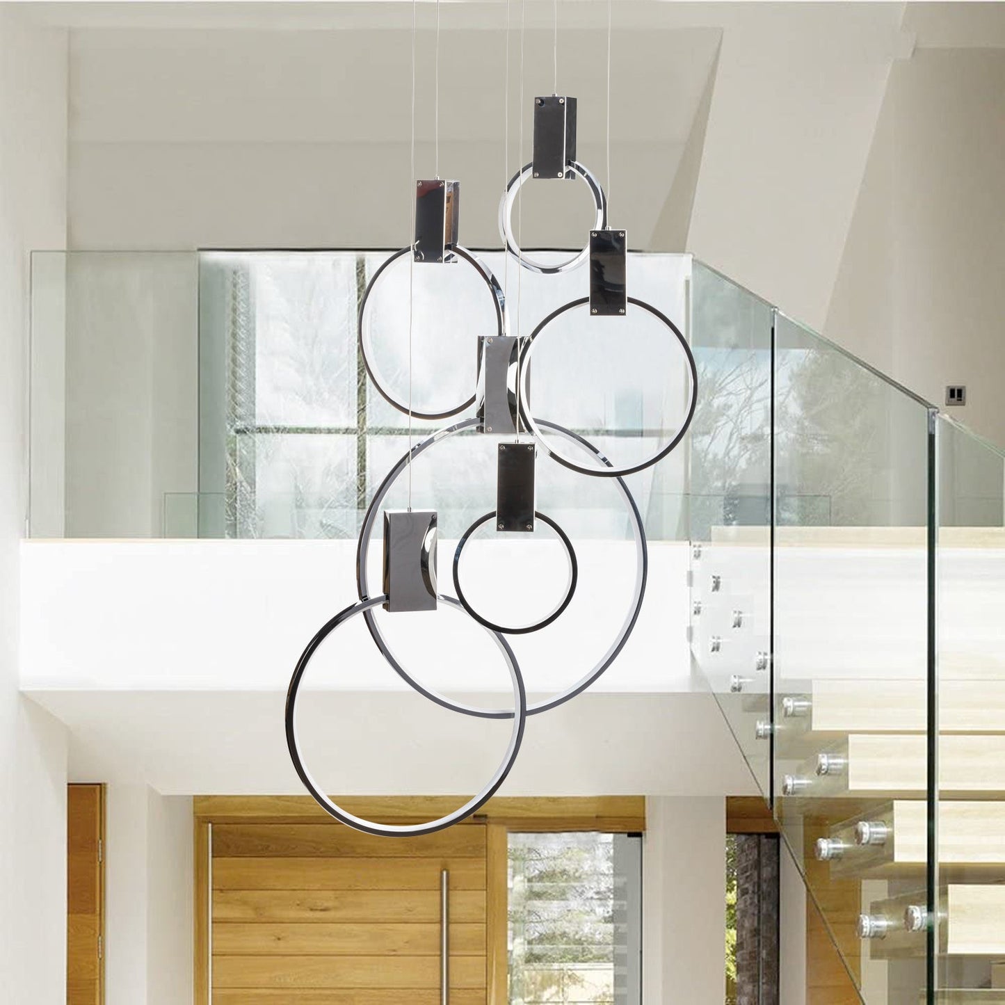 Hong Kong LED Circular Chandelier // Chrome - Disselt Designs