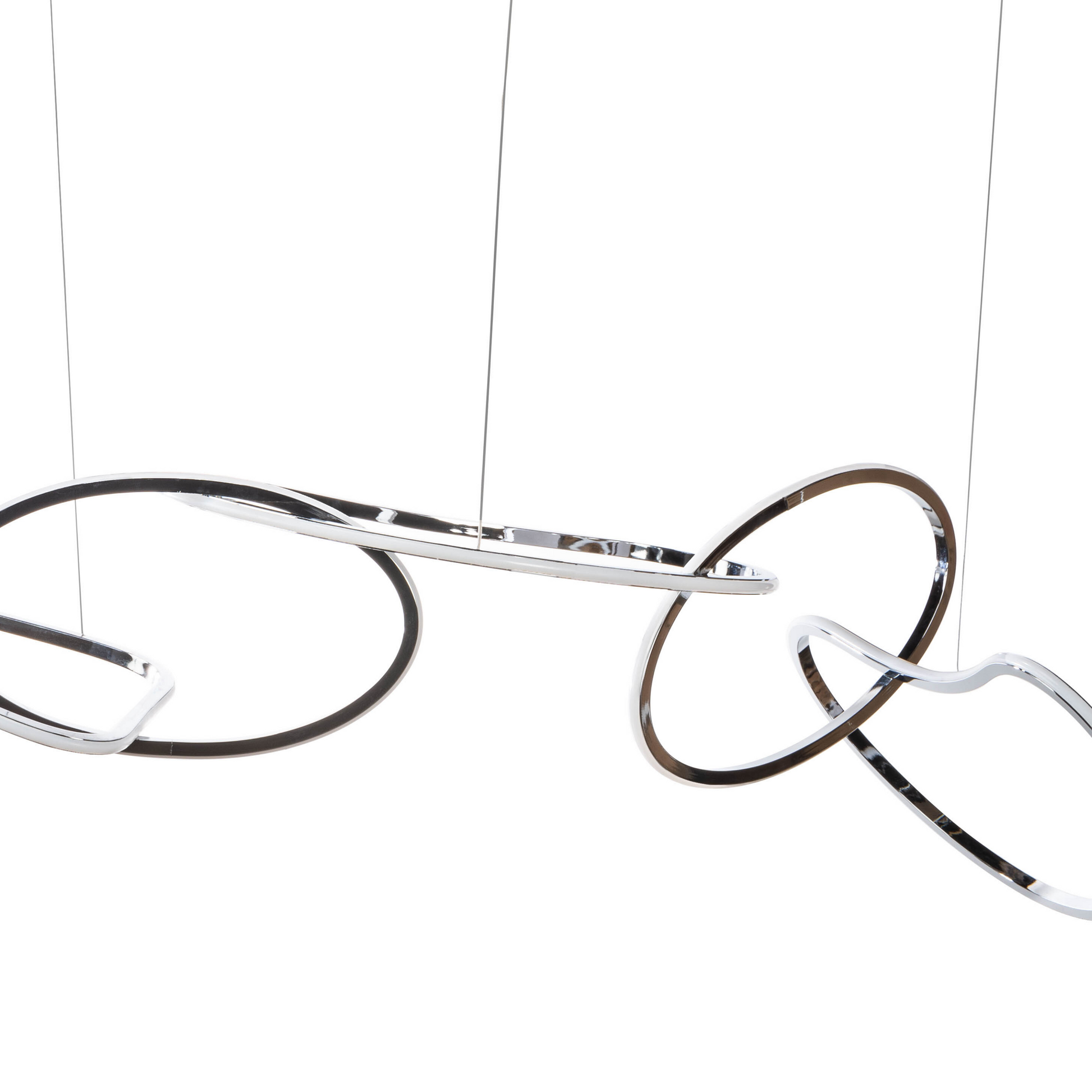 Seoul LED Hoops Rectangular Chandelier // Chrome - Disselt Designs