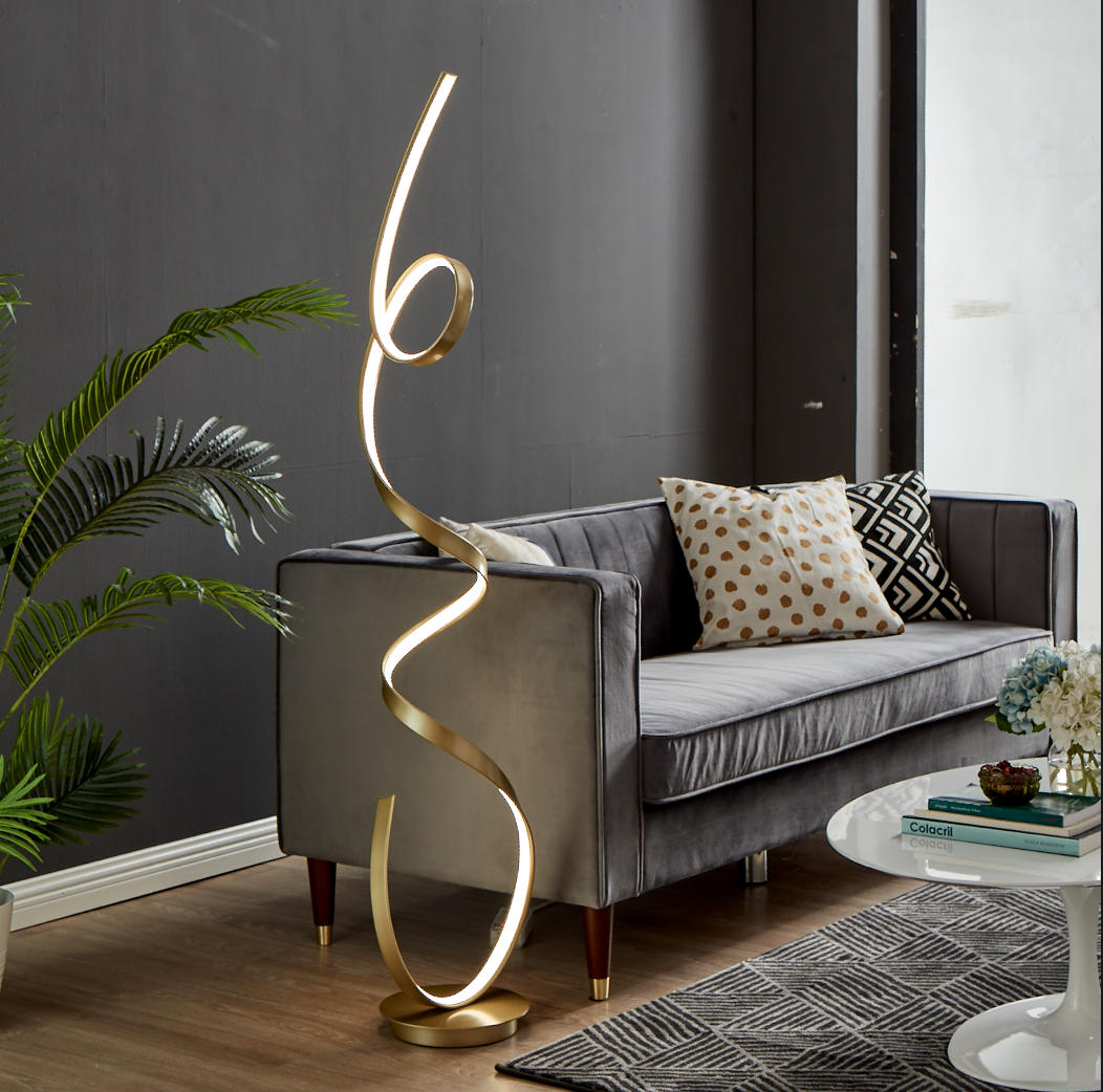 Amsterdam LED Dimmable 63" Floor Lamp // Sandy Gold - Disselt Designs