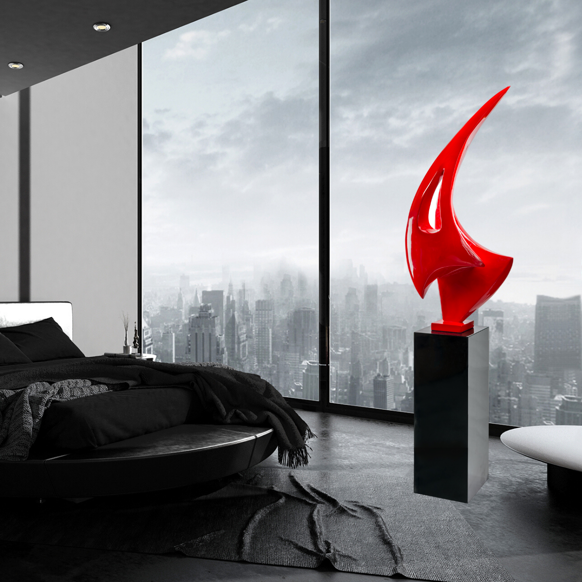 Sail Floor Sculpture // Red with Black Stand - Disselt Designs