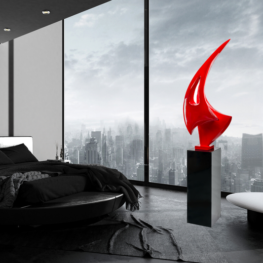 Sail Floor Sculpture // Red with Black Stand - Disselt Designs