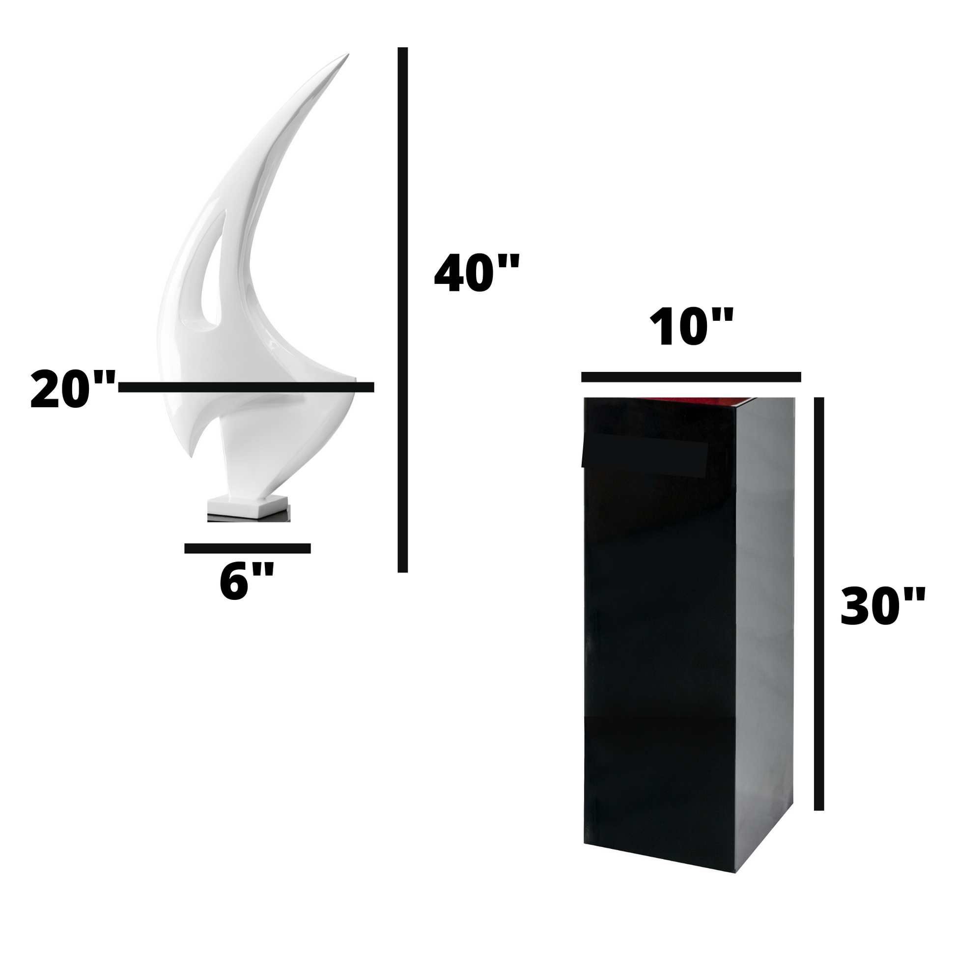 Sail Floor Sculpture With Black Stand 70" Tall // White - Disselt Designs