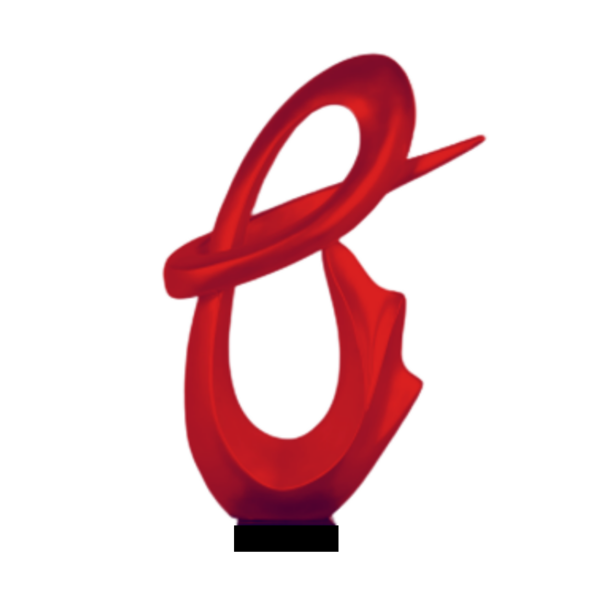 Fluid Abstract 59" Tall Floor Sculpture // Red with Black Stand - Disselt Designs