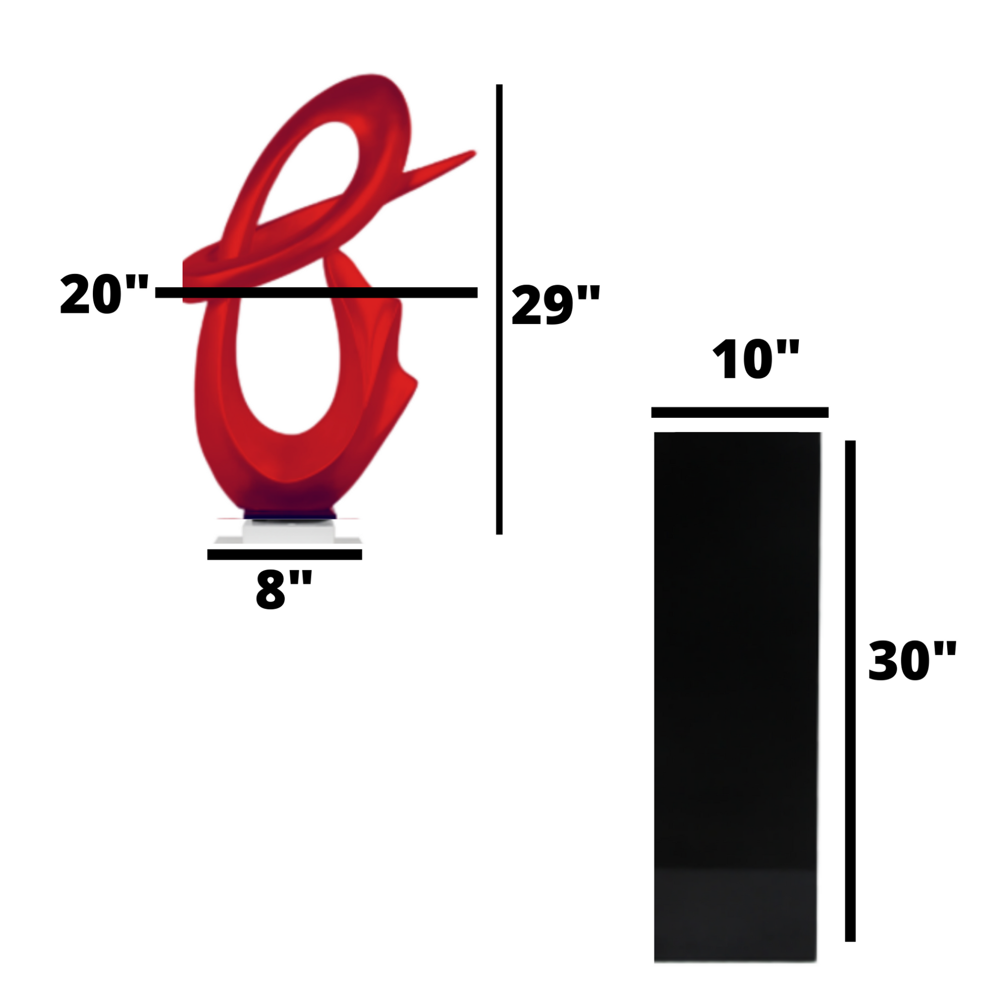Fluid Abstract 59" Tall Floor Sculpture // Red with Black Stand - Disselt Designs