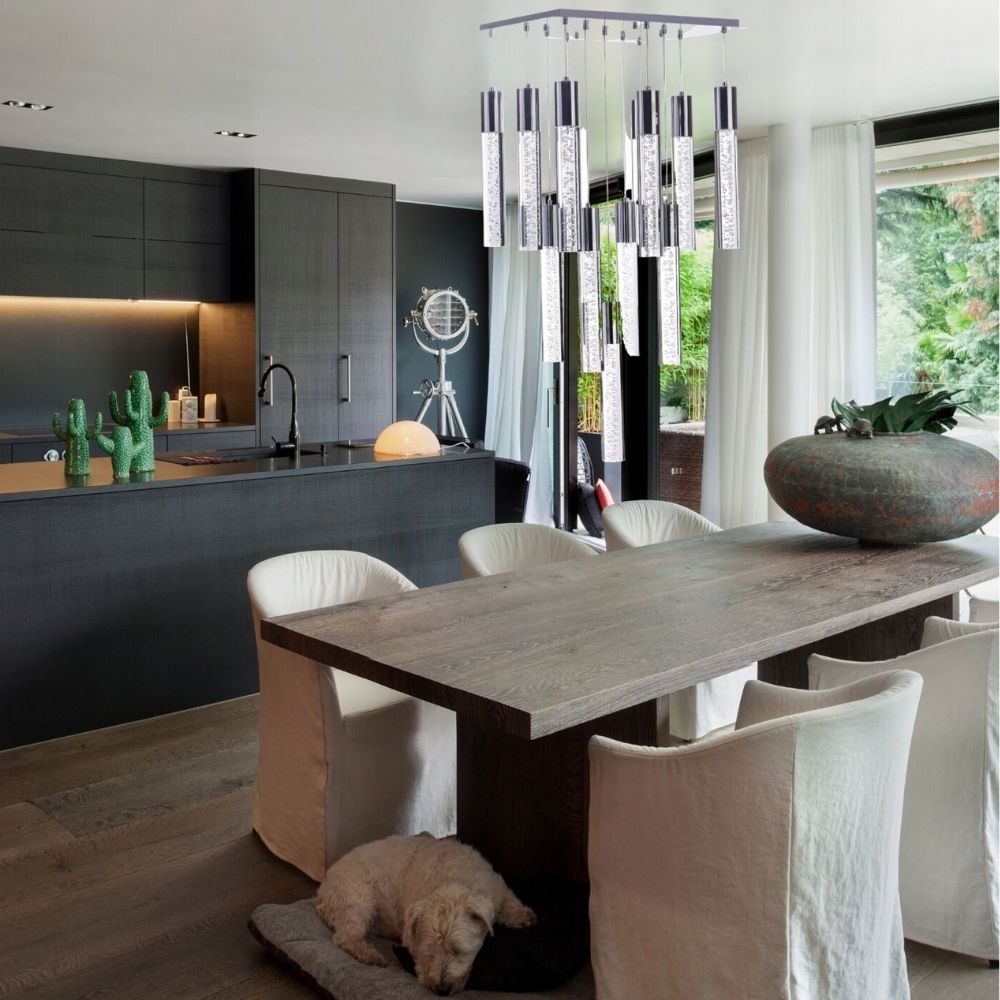 Acrylic Cylinder Chandelier// 13 Light - Disselt Designs