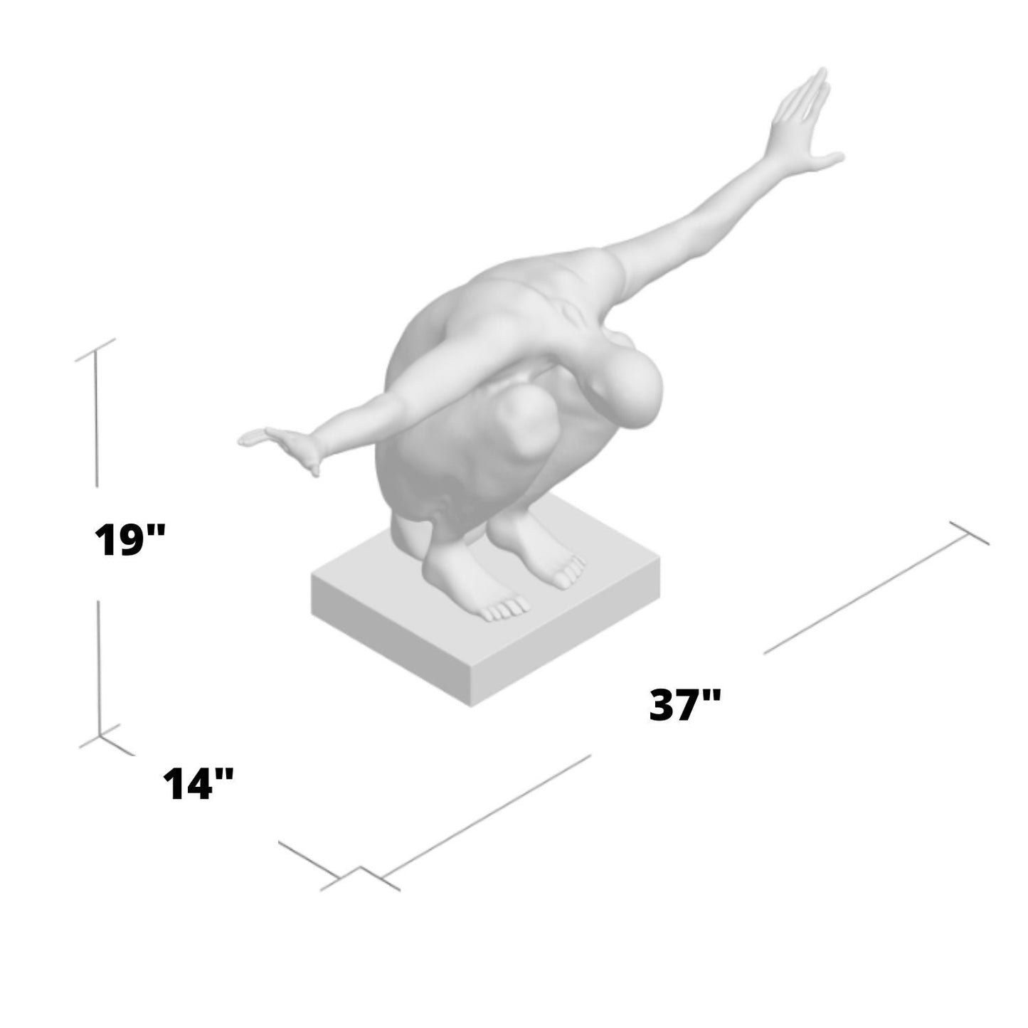 Large Saluting Man Resin Sculpture // Chrome - Disselt Designs