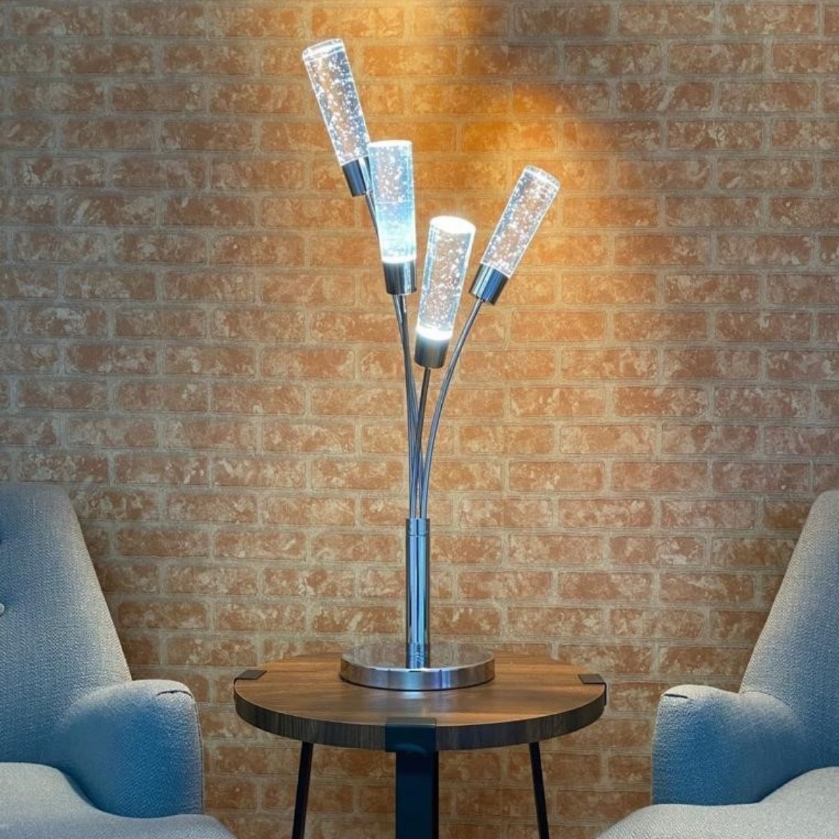 Blooming in Acrylic 5 Light Table Lamp // Chrome - Disselt Designs