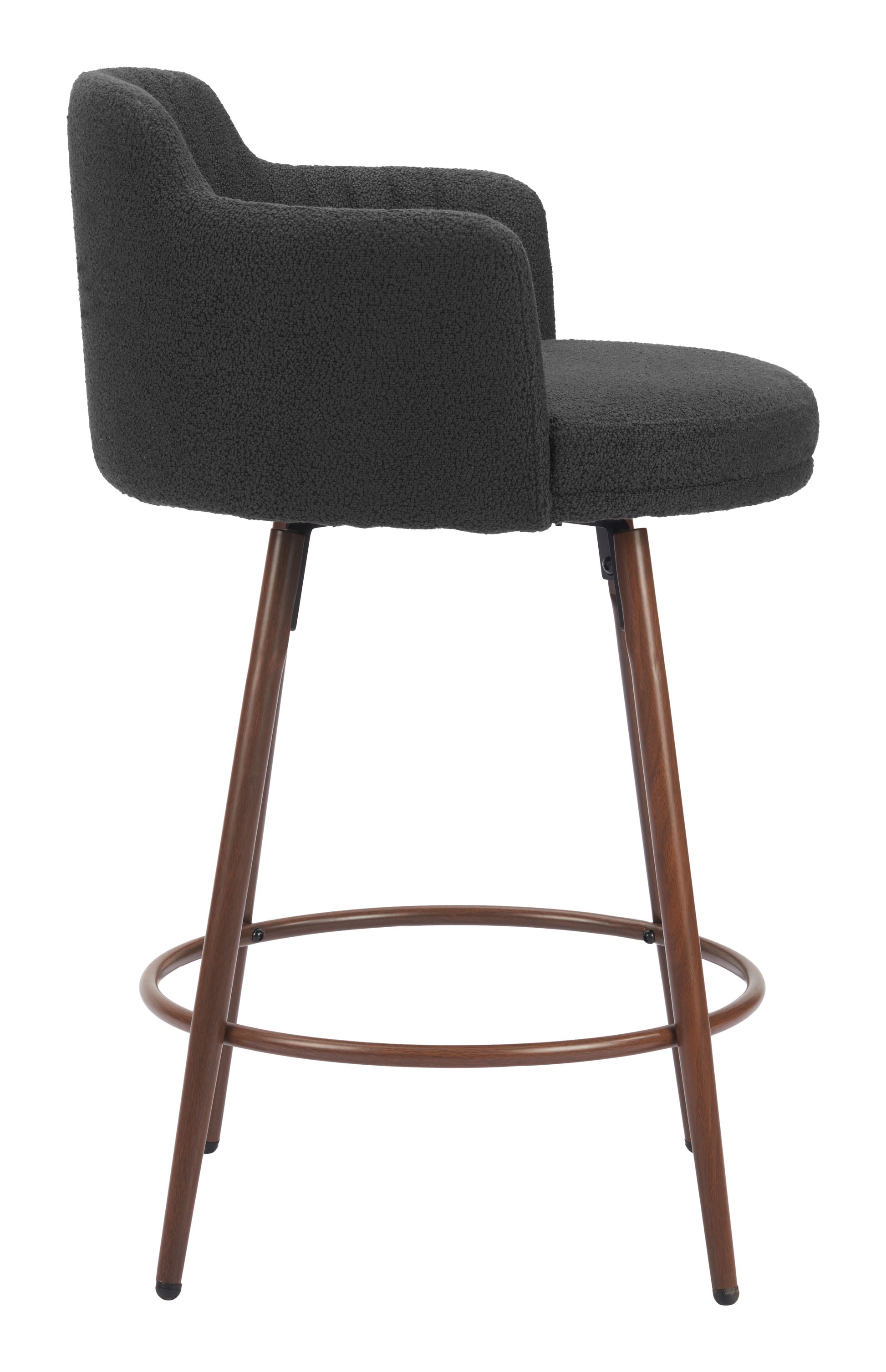 Kono Swivel Counter Stool (Set of 2) Black & Walnut - Disselt Designs