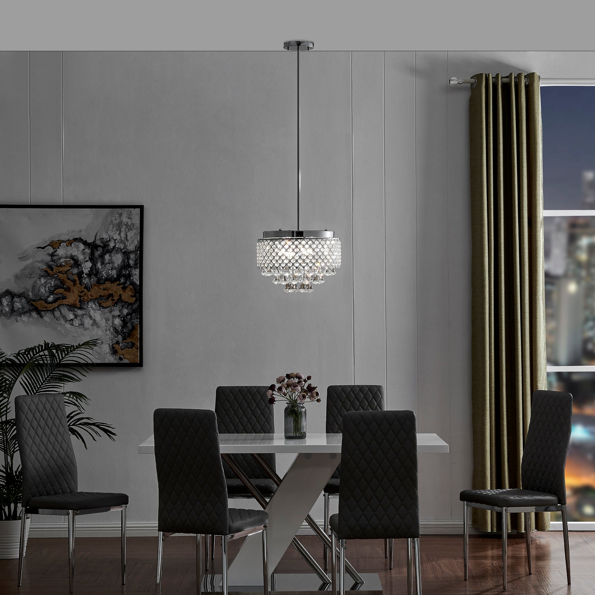 Cinderella Crystal Round Chandelier Pendant // Chrome - Disselt Designs