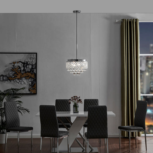 Cinderella Crystal Round Chandelier Pendant // Chrome - Disselt Designs