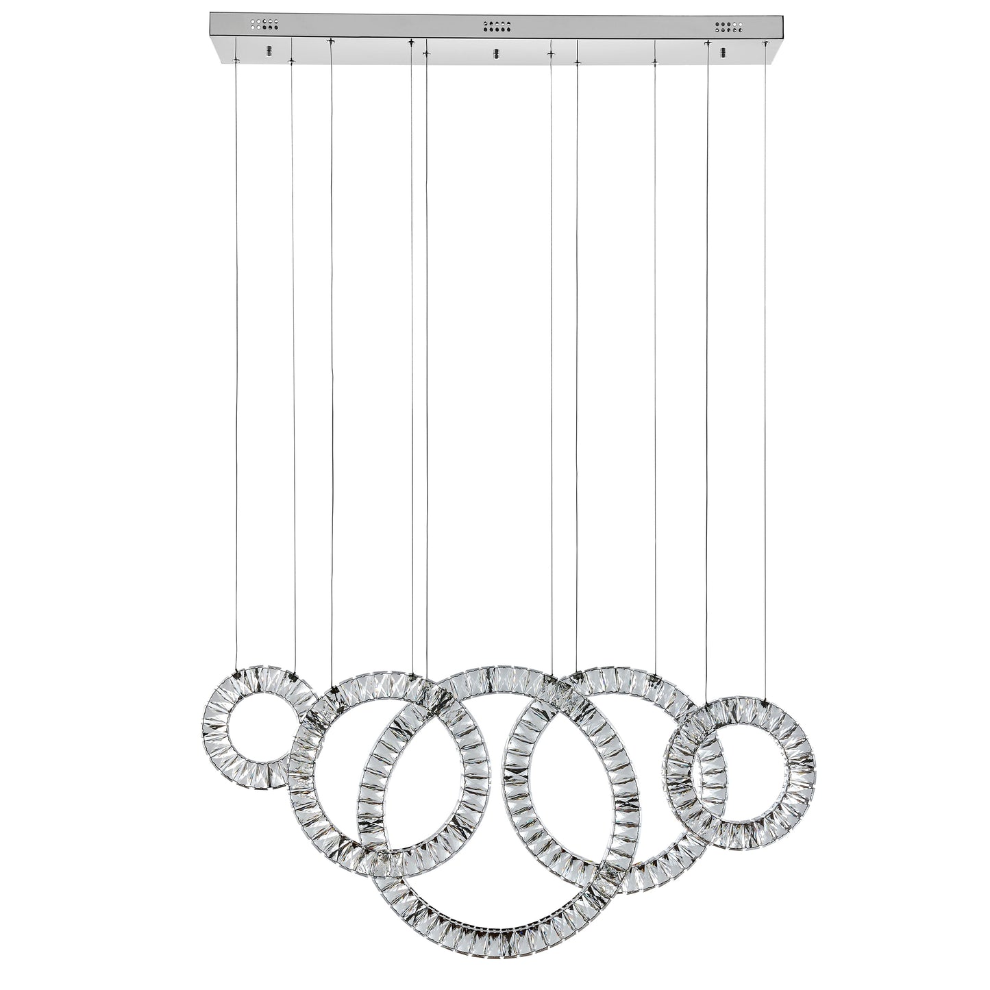 5 Hoop Crystal Progression Chandelier // Chrome - Disselt Designs