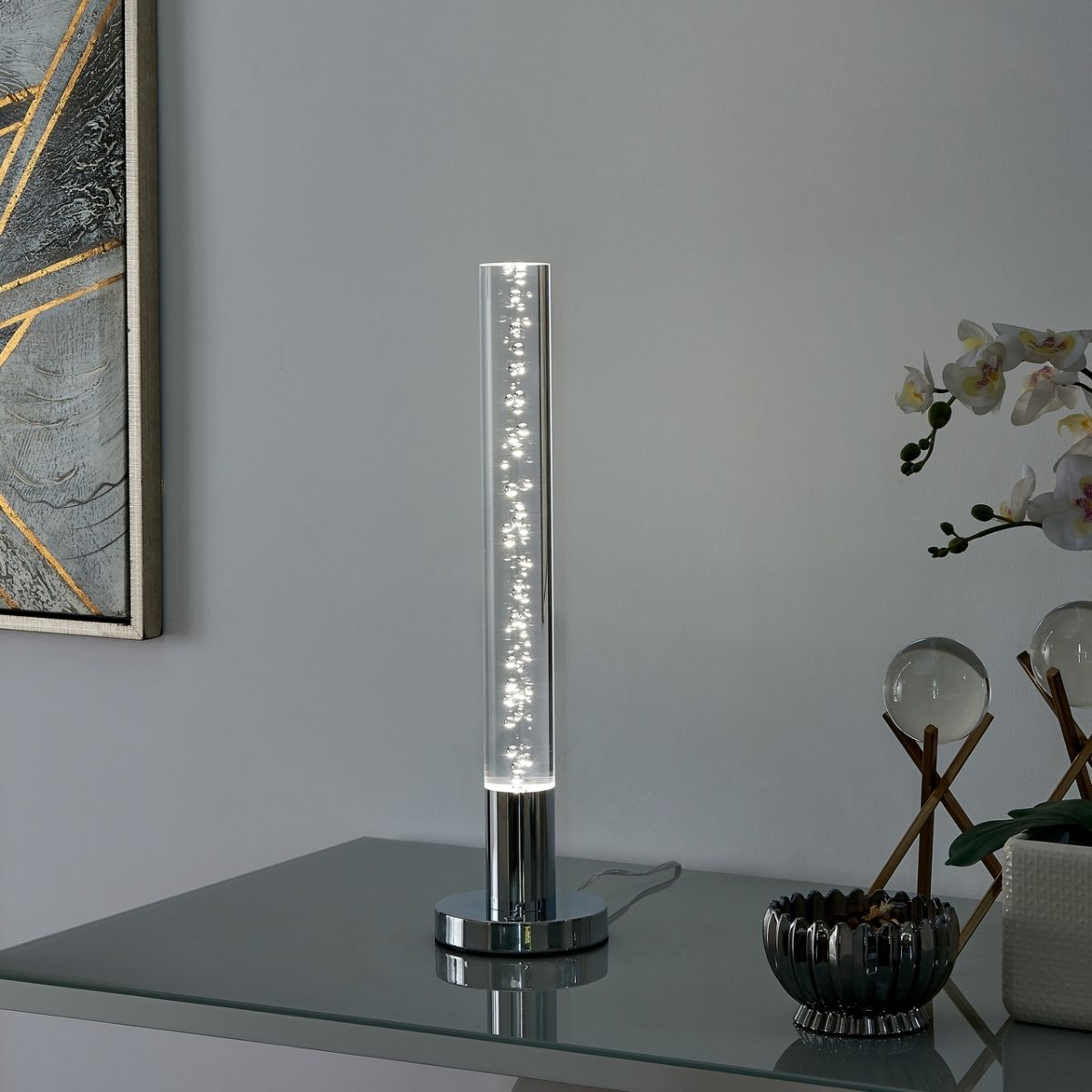 Acrylic Cylinder with Touch Switch Table Lamp // 1 Light - Disselt Designs