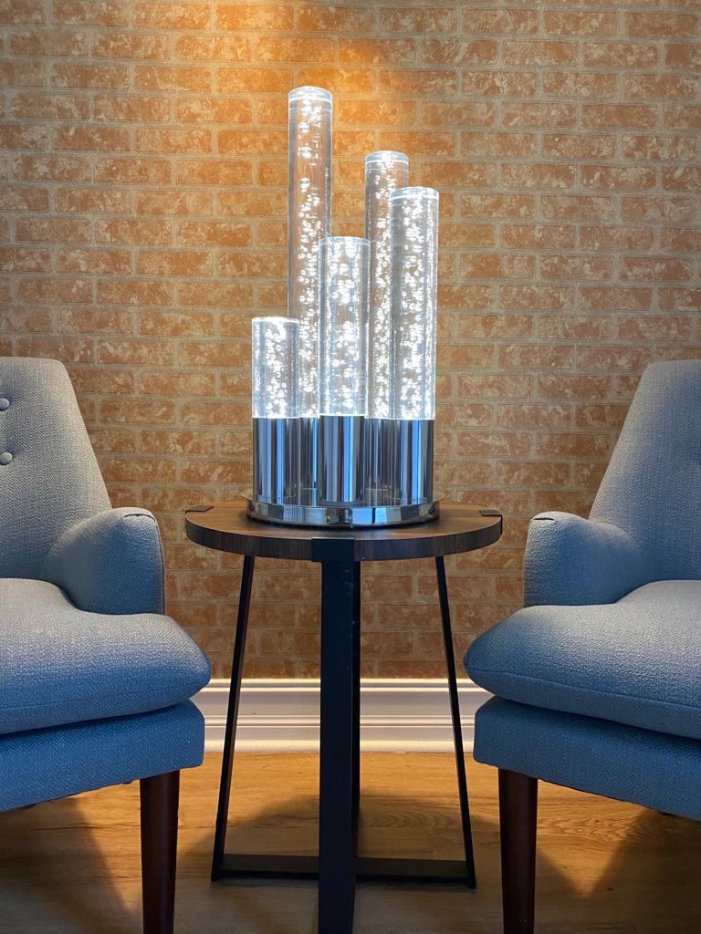 5 Acrylic Cylinder Table Lamp // Chrome - Disselt Designs