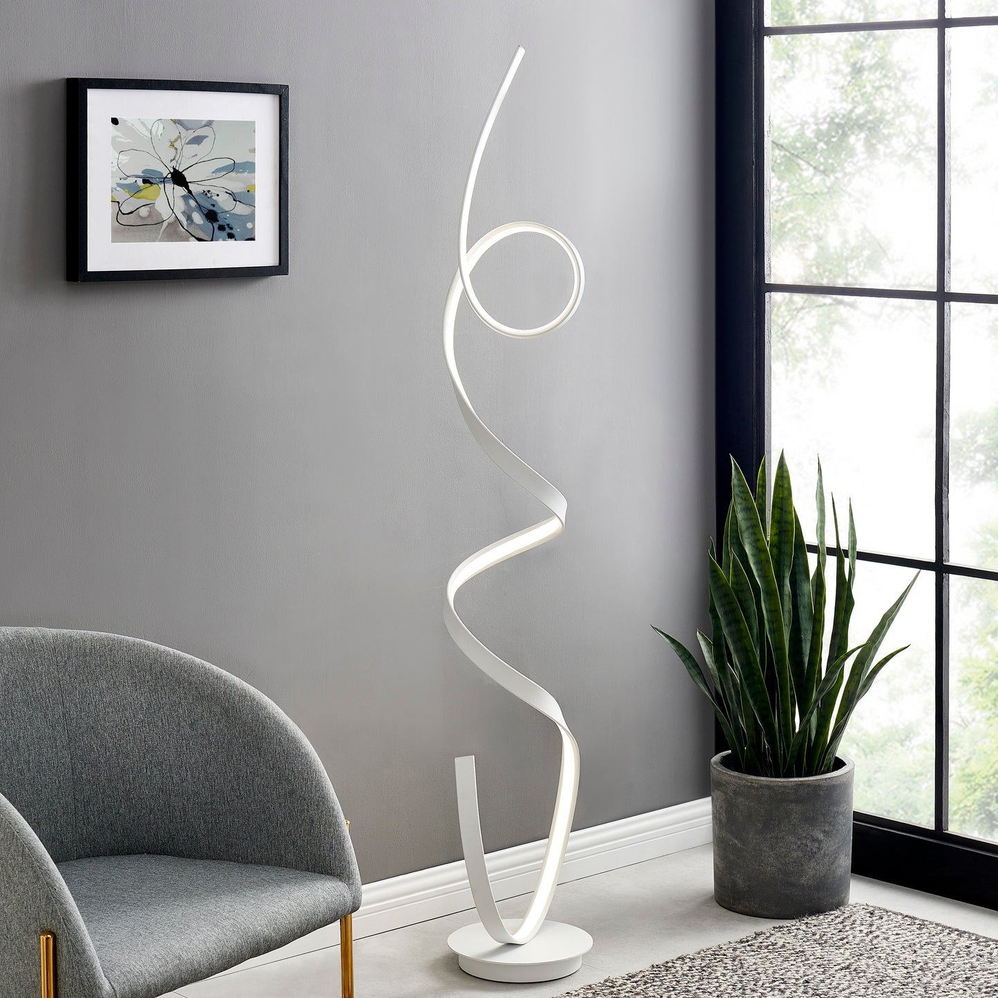 Amsterdam LED Dimmable 63" Floor Lamp // White - Disselt Designs