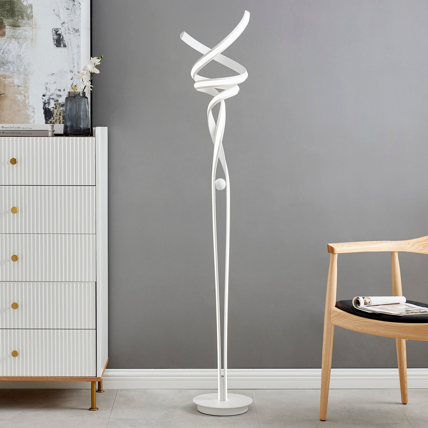 Munich LED White 63" Floor Lamp // Dimmable - Disselt Designs
