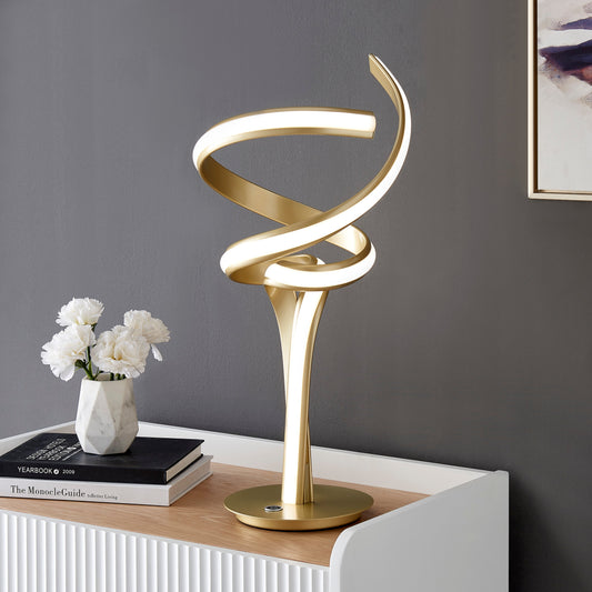 Munich Gold Table Lamp // Natural White LED Strip & Touch Dimmer - Disselt Designs