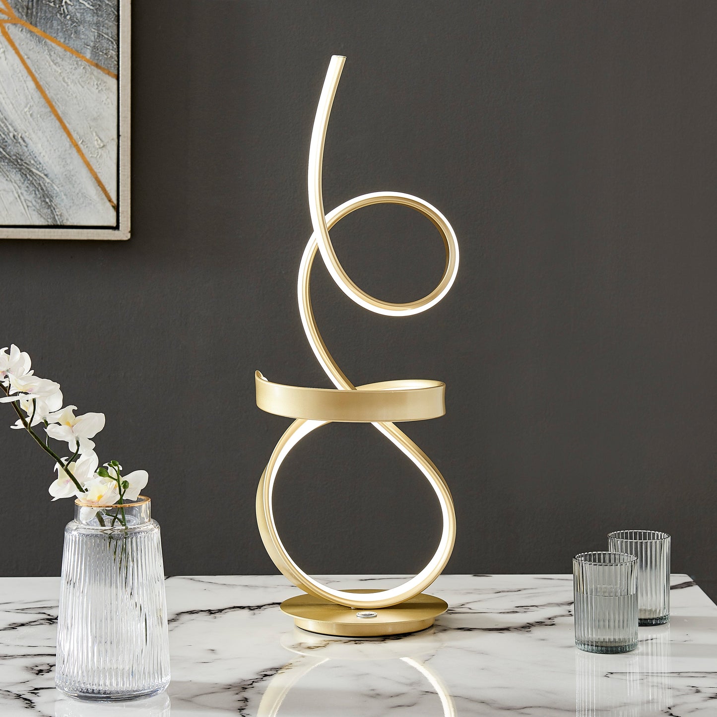 Amsterdam LED with Touch Dimmer Table Lamp // Gold - Disselt Designs
