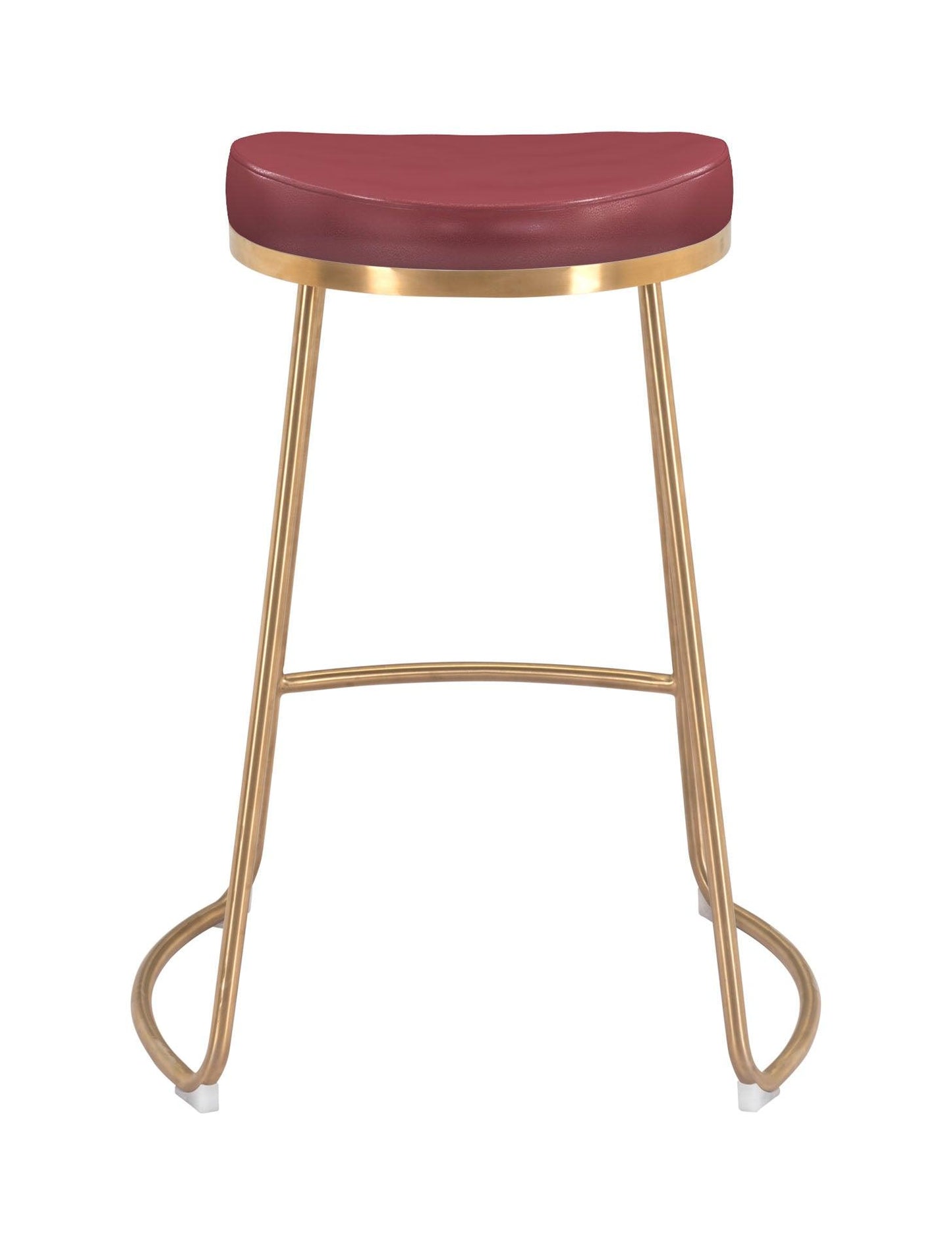 Bree Counter Stool (Set of 2) Burgundy & Gold - Disselt Designs