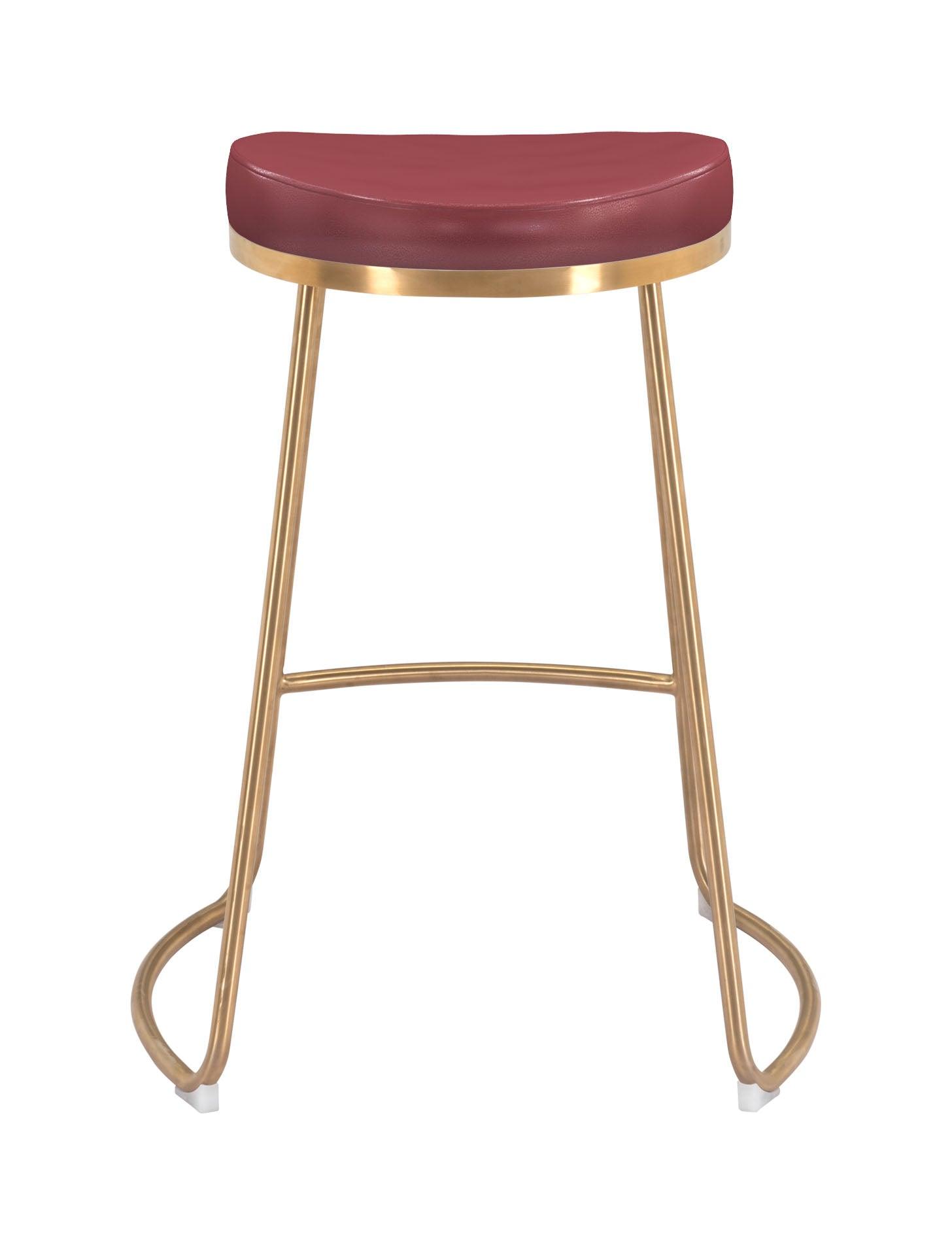 Bree Counter Stool (Set of 2) Burgundy & Gold - Disselt Designs