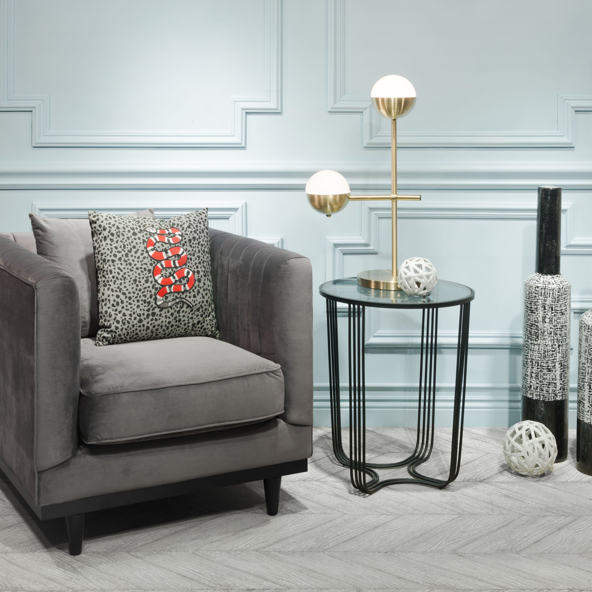 Waterloo Table Lamp White & Bronze - Disselt Designs